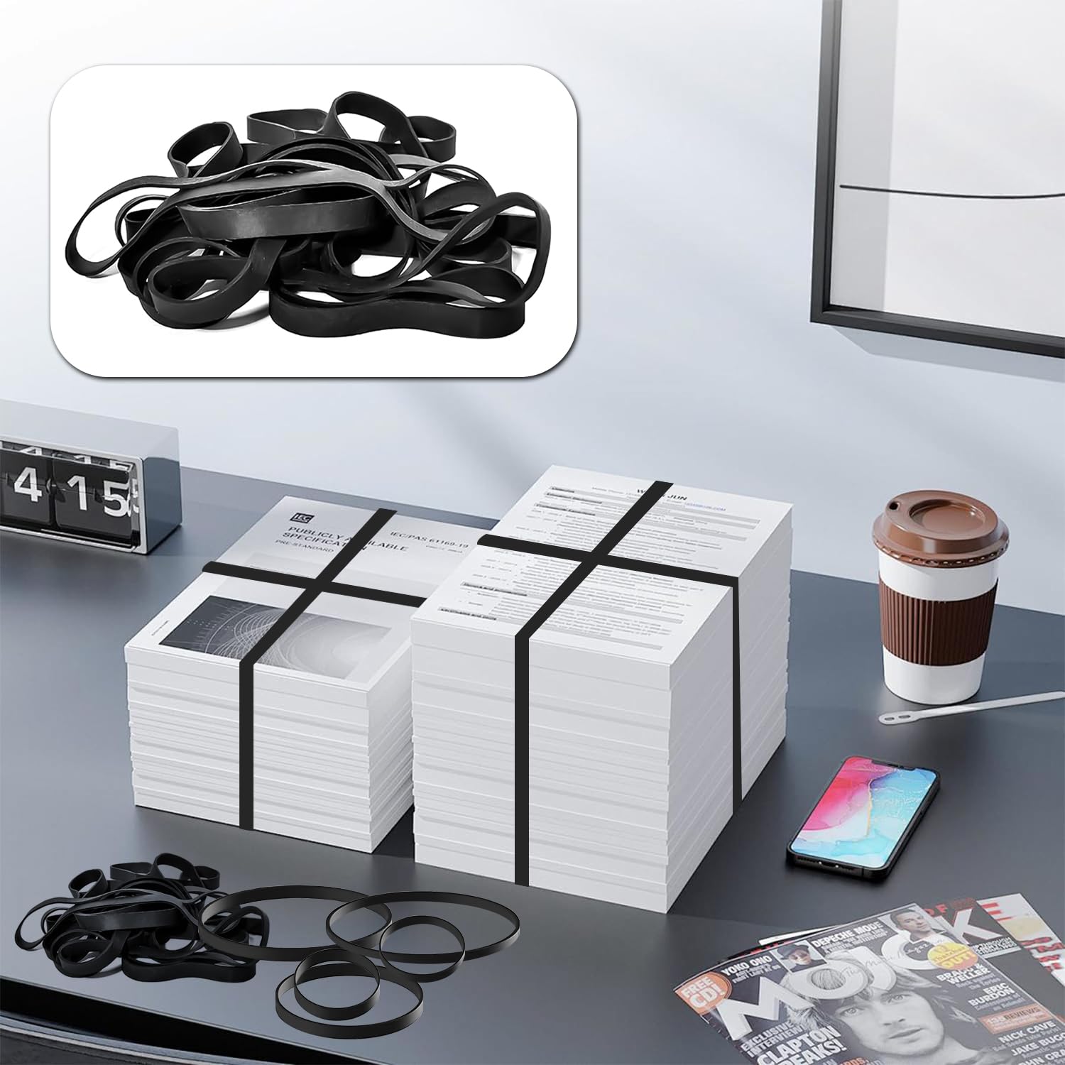 TYFYH 90Pcs Elastic Bands Heavy Duty 5 Sizes of Tactical Rubber Bands, Large Black Extra Wide Rubber Bands, Trash Can Band - Image 4