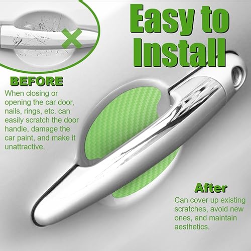 Miniatura 6 de WSSROGY 20 piezas de fibra de carbono antiarañazos para manija de puerta de coche, protector de vasos, película protectora universal para la mayoría