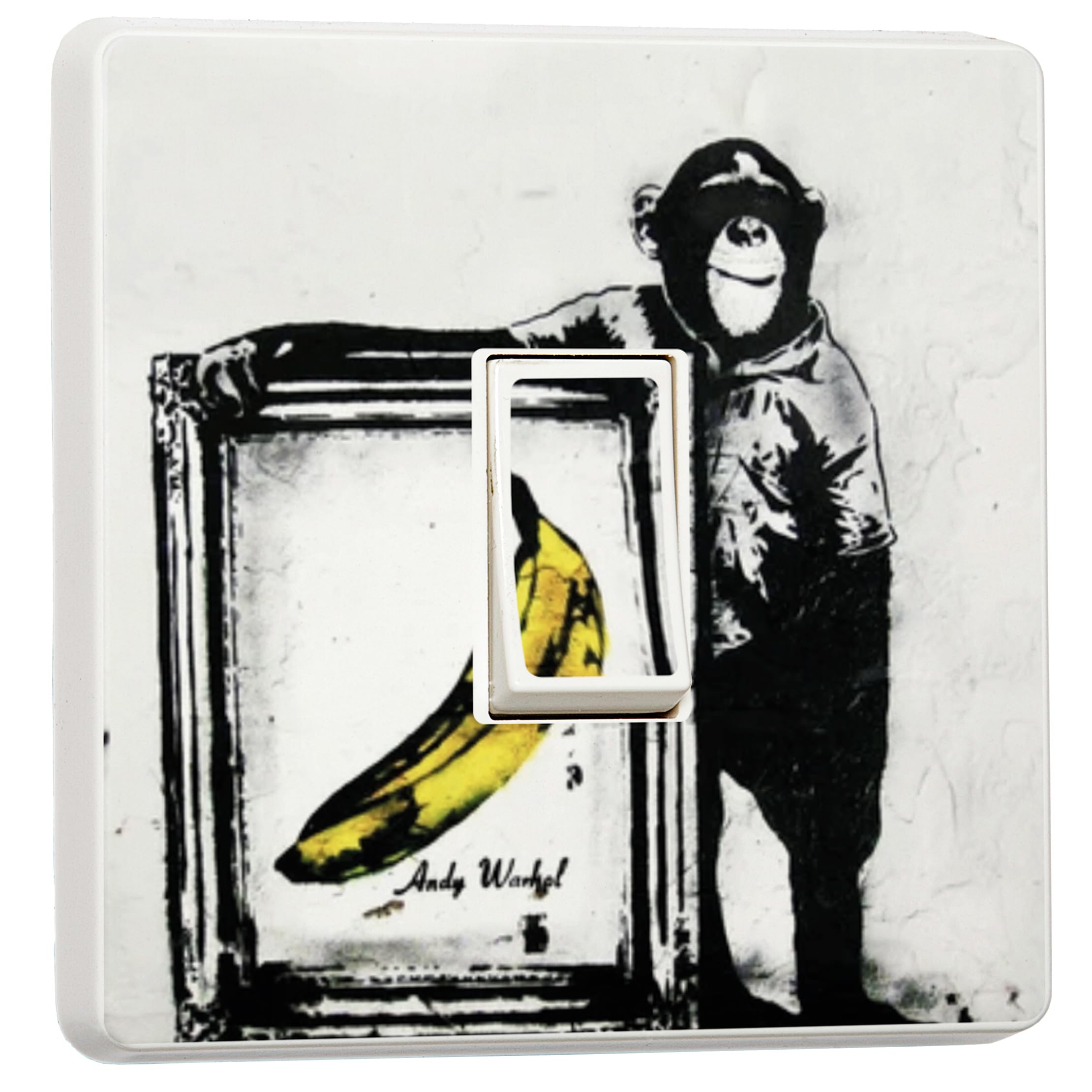 stika.co Set of 2 Banksy Chimp with Framed Banana Light Switch Stickers - Graffiti Art Vinyl Decals for Single Switch Covers