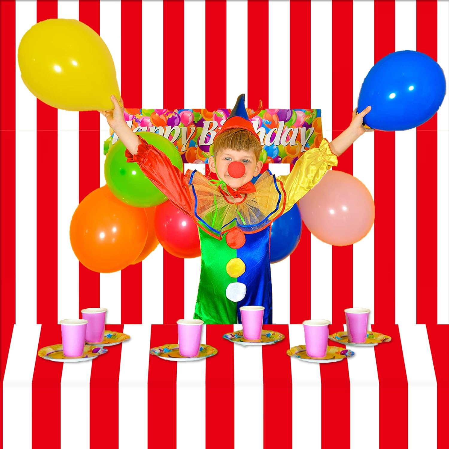 100Ft Long Tablecloth Roll Red and White Striped Tablecloth Carnival Circus Tent Party Supplies Halloween Christmas Plastic Picnic Table Cover for Birthday Party Circus Backdrop Banner Decoration