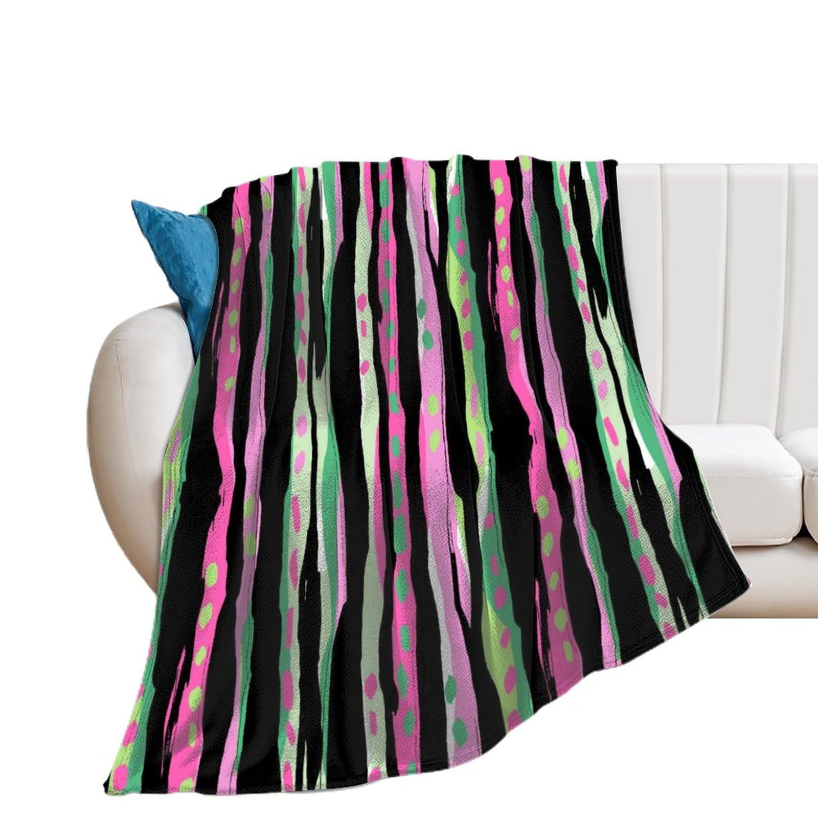 Couverture polaire rayures flanelle anti-froid 150x200 lit canapé plaid doux