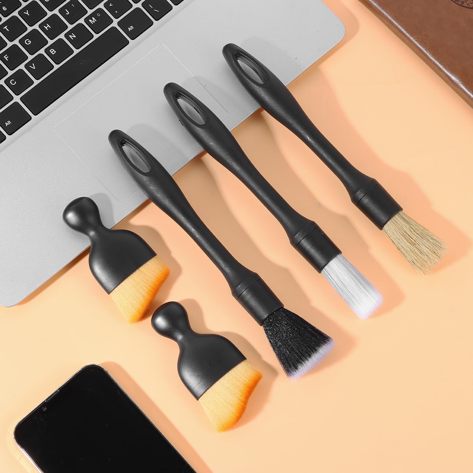 Set 5 Pennelli Per Pulizia Auto | Spazzole Morbide Per Interni E Dettagli - Foto 4