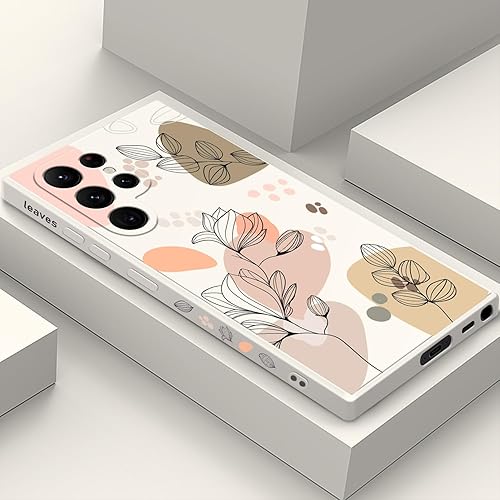 LEECG Funda para Samsung Galaxy S22 Ultra, funda para teléfono S22 Ultra, diseño de flores Morandi de moda, silicona suave, protección contra caídas