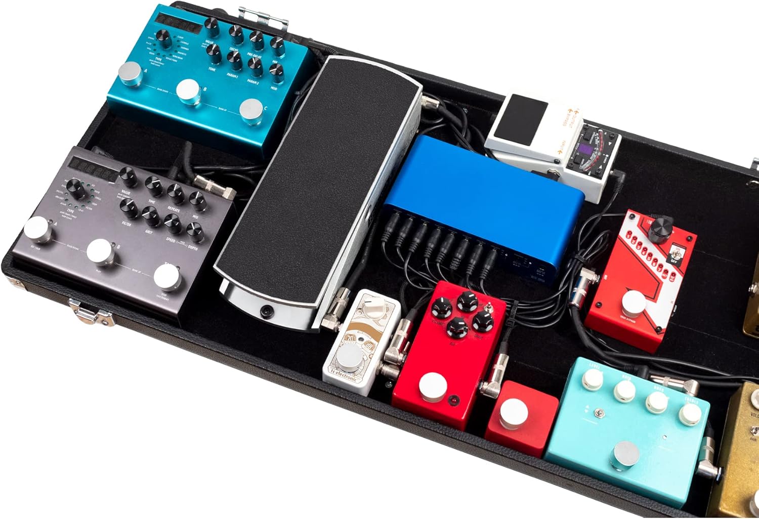 Protec Stonewood Guitar Pedalboard, Lightweight Wood Frame, Shock-Absorbing Lining, 30 x 14.5 x 4 in, Black, Model SWPB4