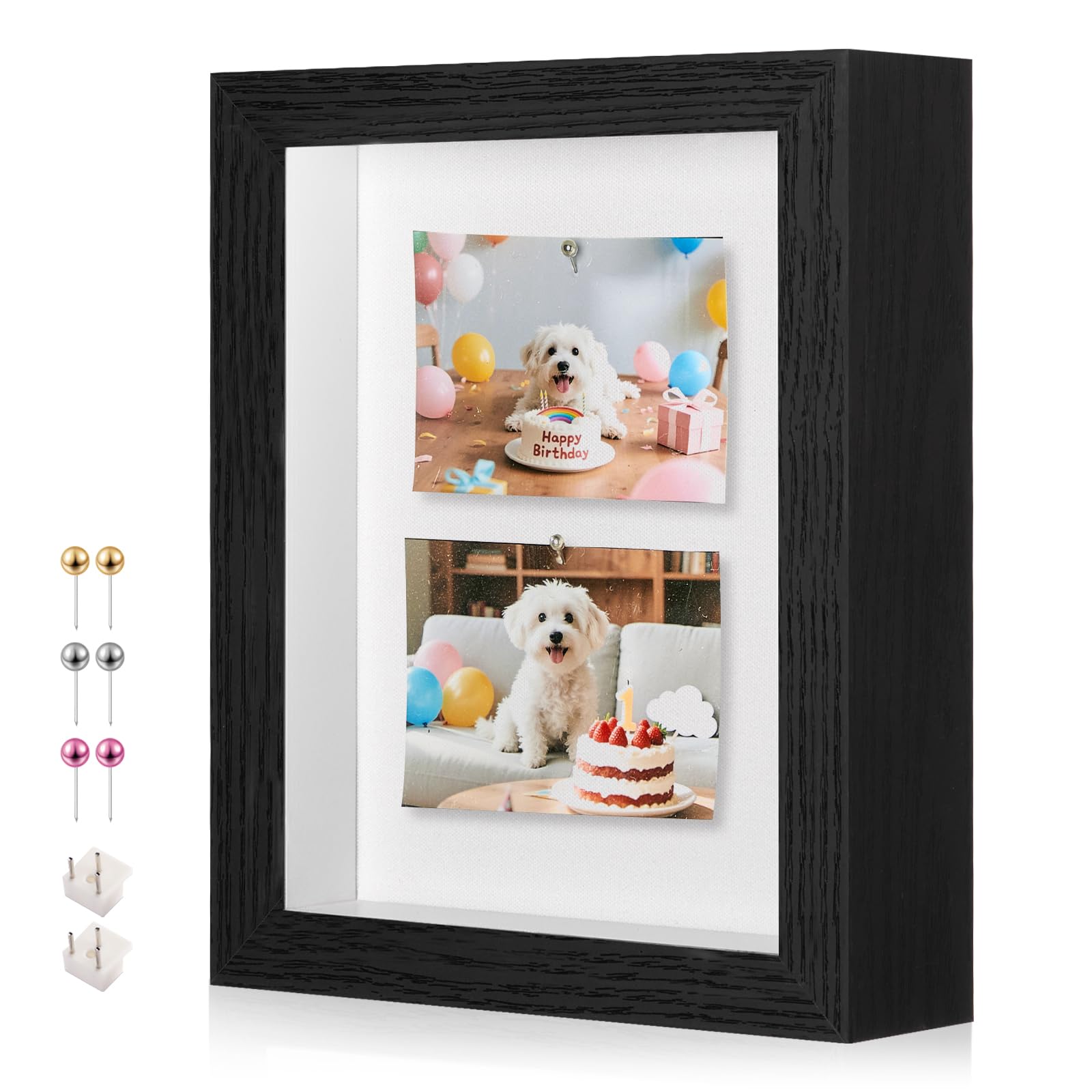 MGLIFEUL 5x7 Inch Small Shadow Box Frame with Real Glass & Soft Linen Back