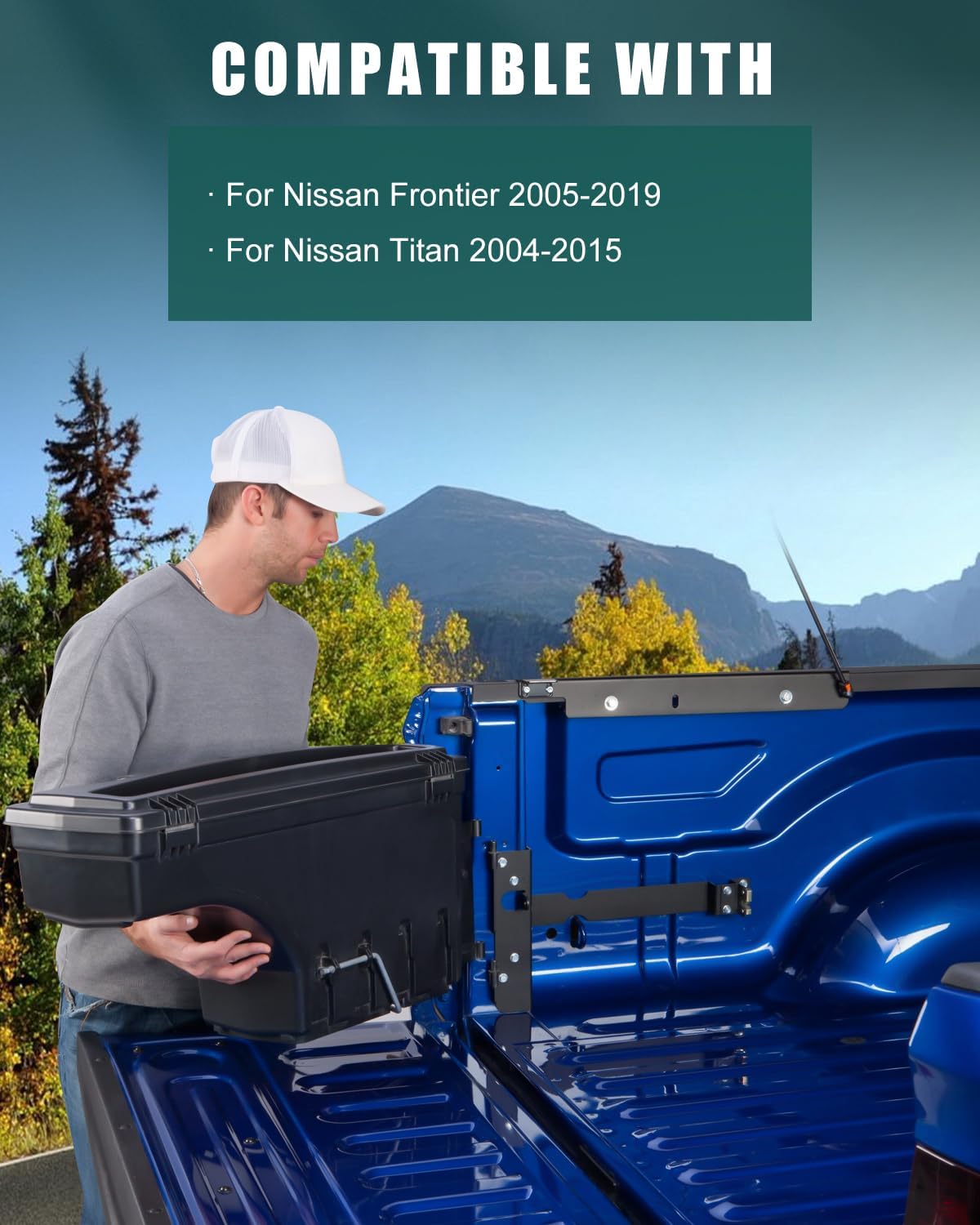 SCITOO Truck Bed Tool Box for Nissan Frontier 2004-2017 2019-2020 for Nissan Titan 2004-2015 Right Passenger Side,Multi-Compartment Dividers Organized Storage,Heavy Duty & No-Drill Installation