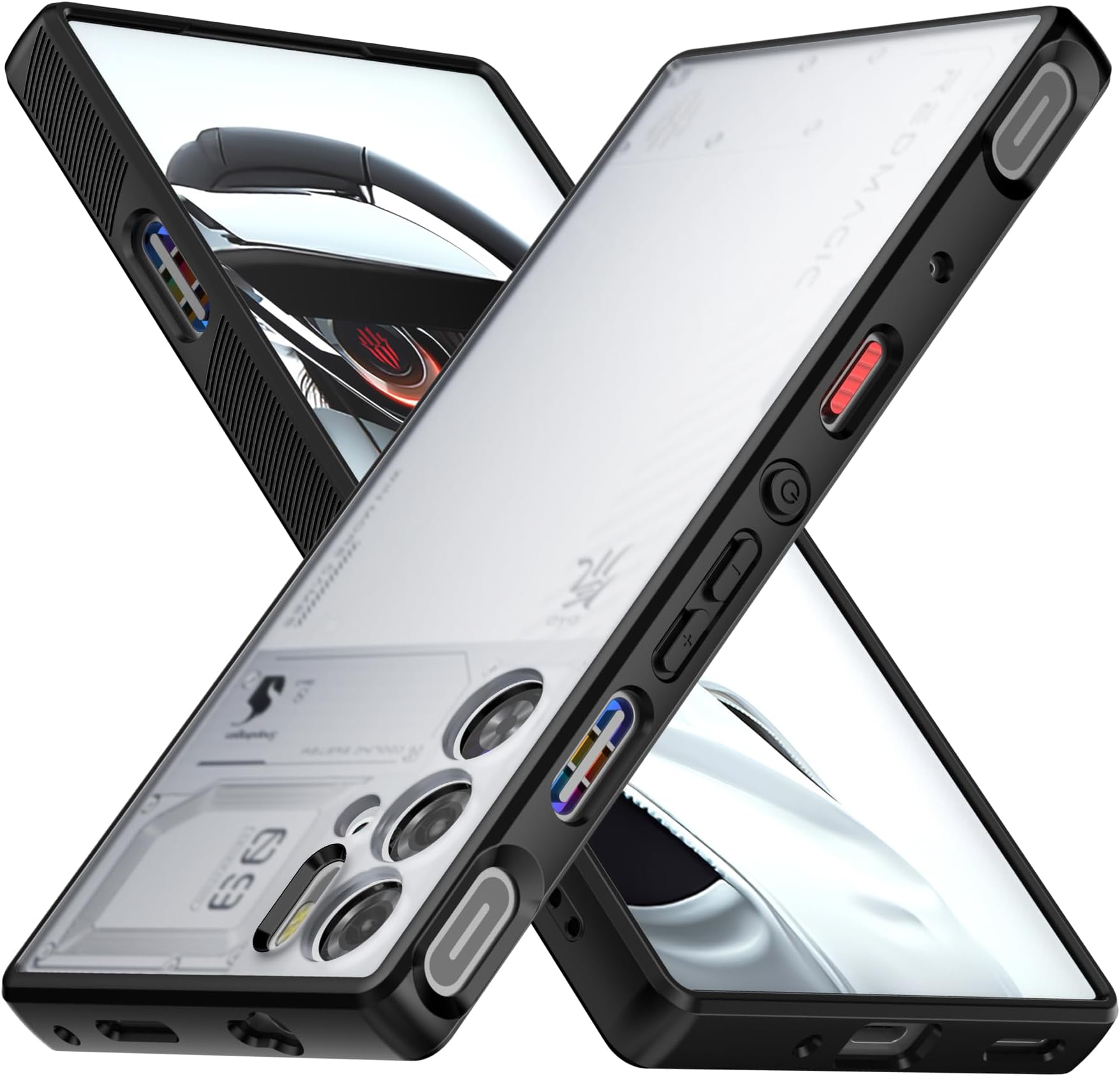 Foluu ZTE Nubia Red Magic 9 Pro/9S Pro Case, Translucent Matte Hard PC Back & Soft TPU Bumper Protective Shockproof Case - Black