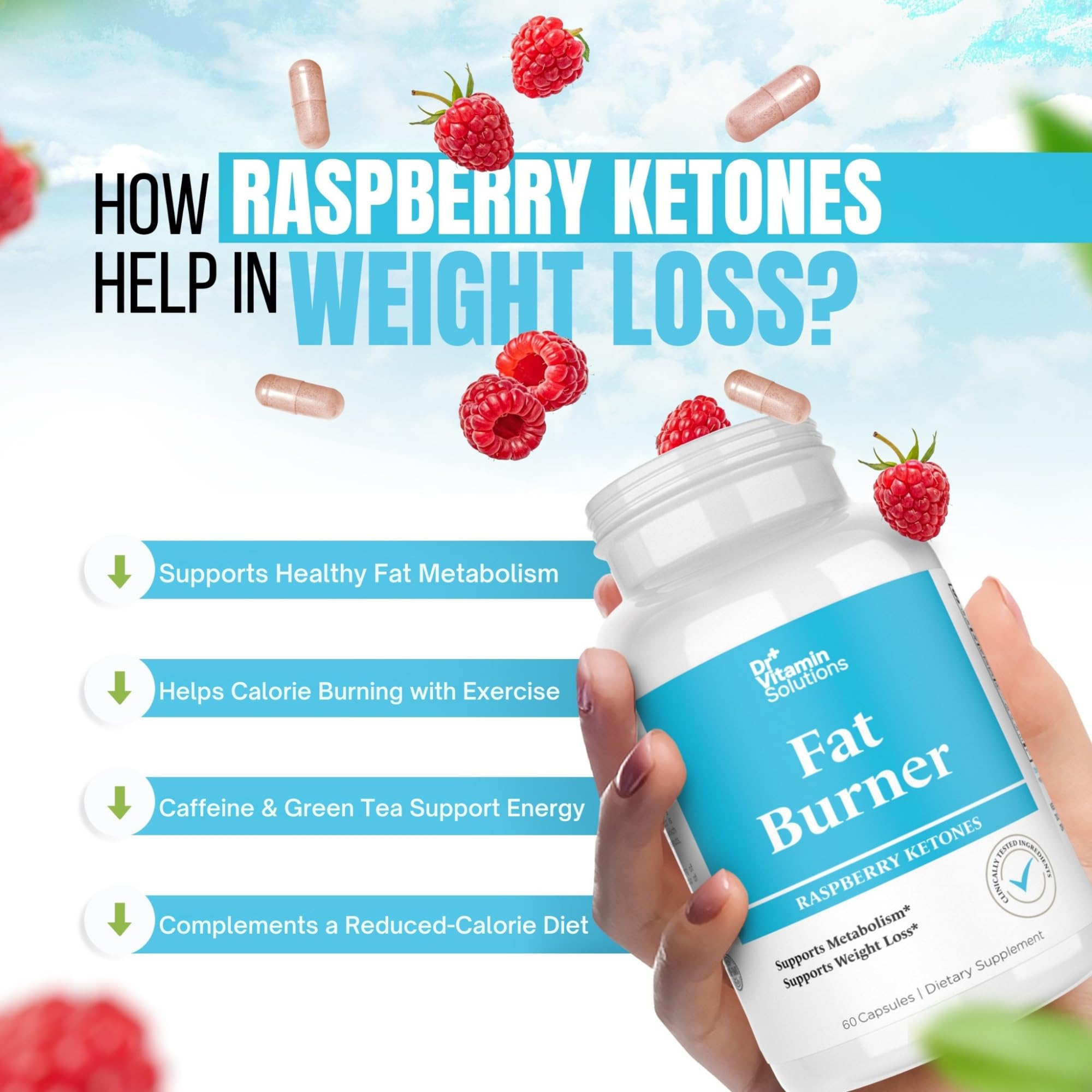 Fat Burner Weight Loss Pills for Women & Men, Raspberry Ketones & Green Tea — Amazon image 3