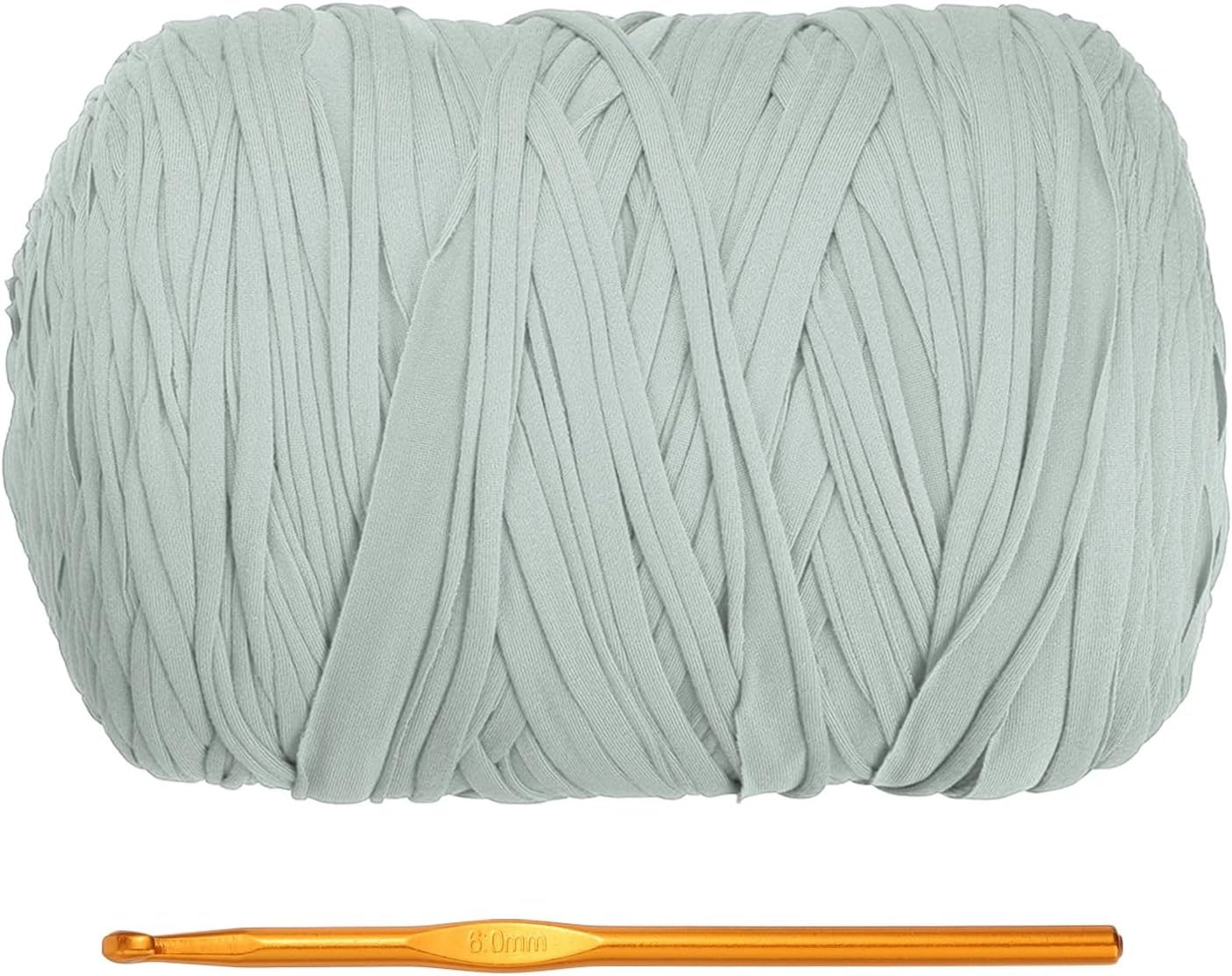 PATIKIL T-Shirt Yarn for Crocheting with 1 Crochet Hook, 800g/228 Yards Soft High Elastic Knitting Yarn for Beginner Crochet Bag/Basket/Home Decor(Gray Green)