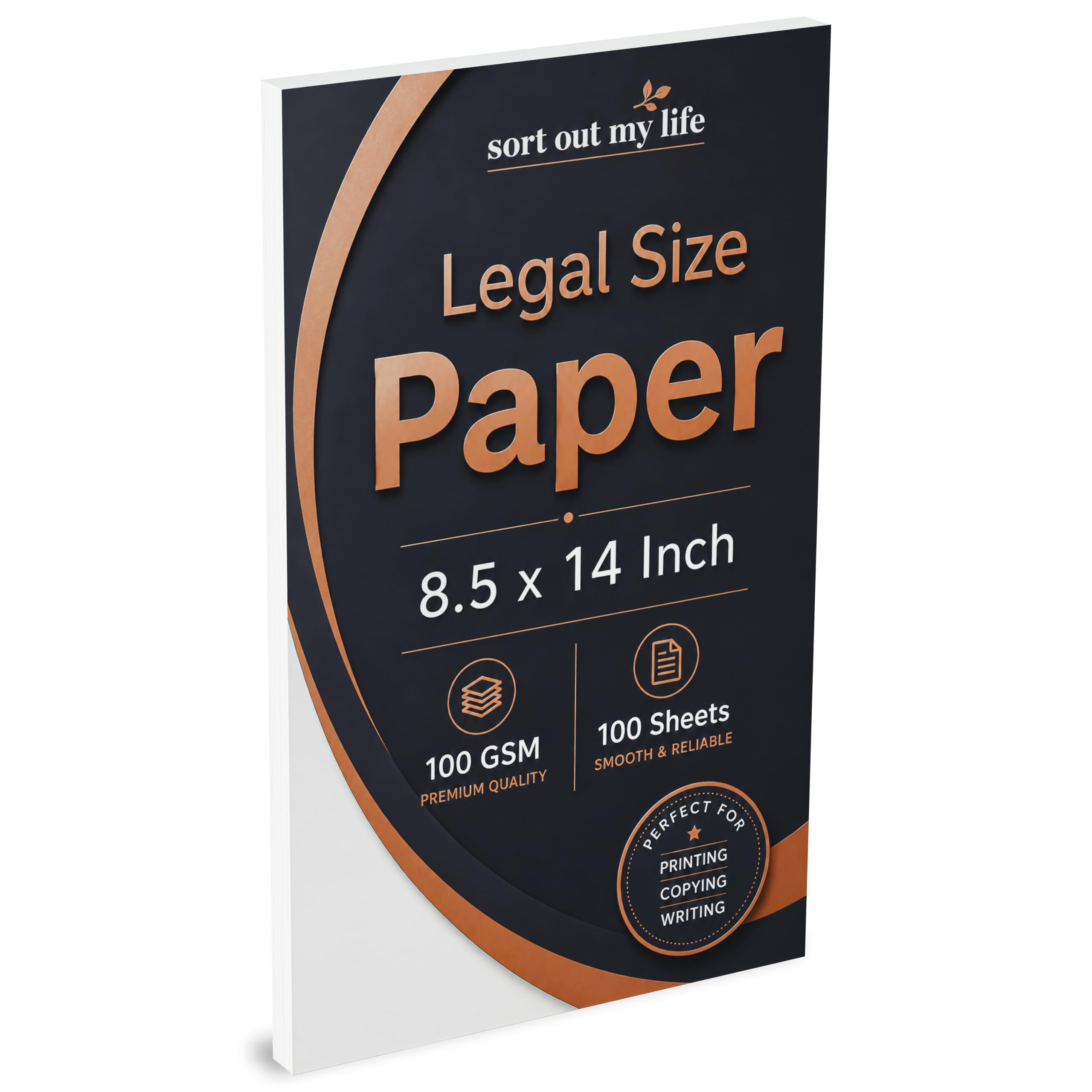 Legal 8.5 x 14 Inches Blank Printer Paper, 100 Sheets / 200 Pages, 100 GSM Loose Leaf Papers, Printing for Home/Office/School