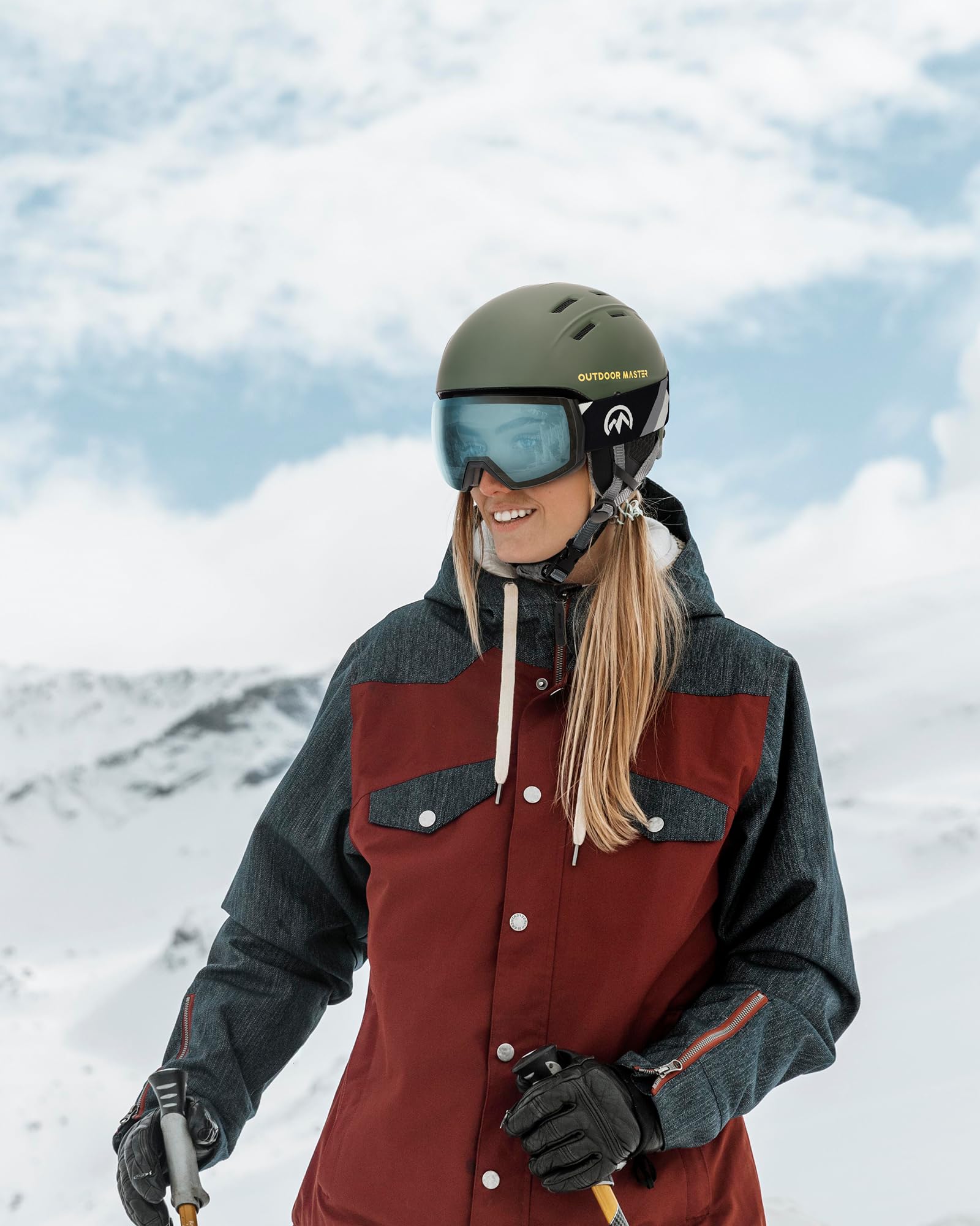 OutdoorMaster Ultra Ski Goggles Lens by ZEISS, OTG Snowboard Goggles Anti-fog Wide View, Magnetic Interchangeable Lens, Snow Goggles
