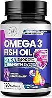 Vista 10 de Aceite de pescado Omega 3 1200 mg - Aceite de pescado de triple fuerza Omega 3 cápsulas - Acidos grasos esenciales EPA y DHA Suplemento - Los