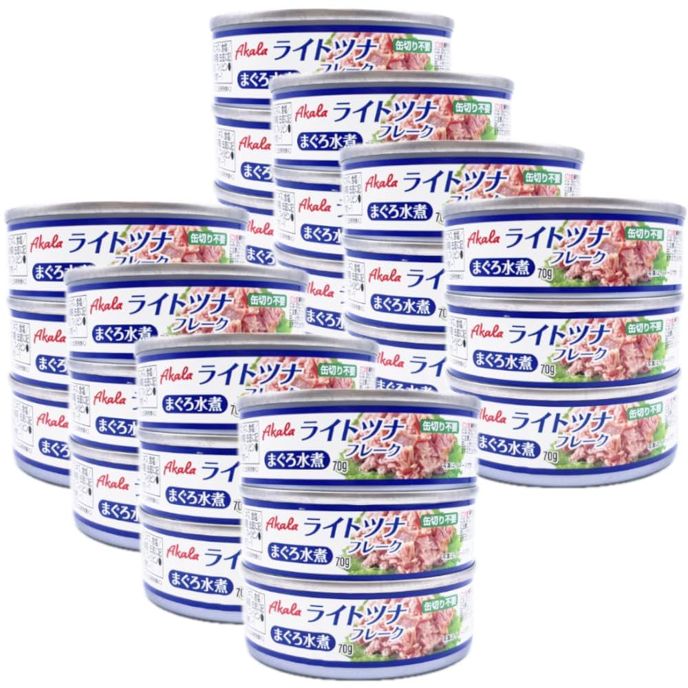 Amazon.co.jp: ライト ツナ缶 ノンオイル ツナ 水煮 70g×24缶 (3