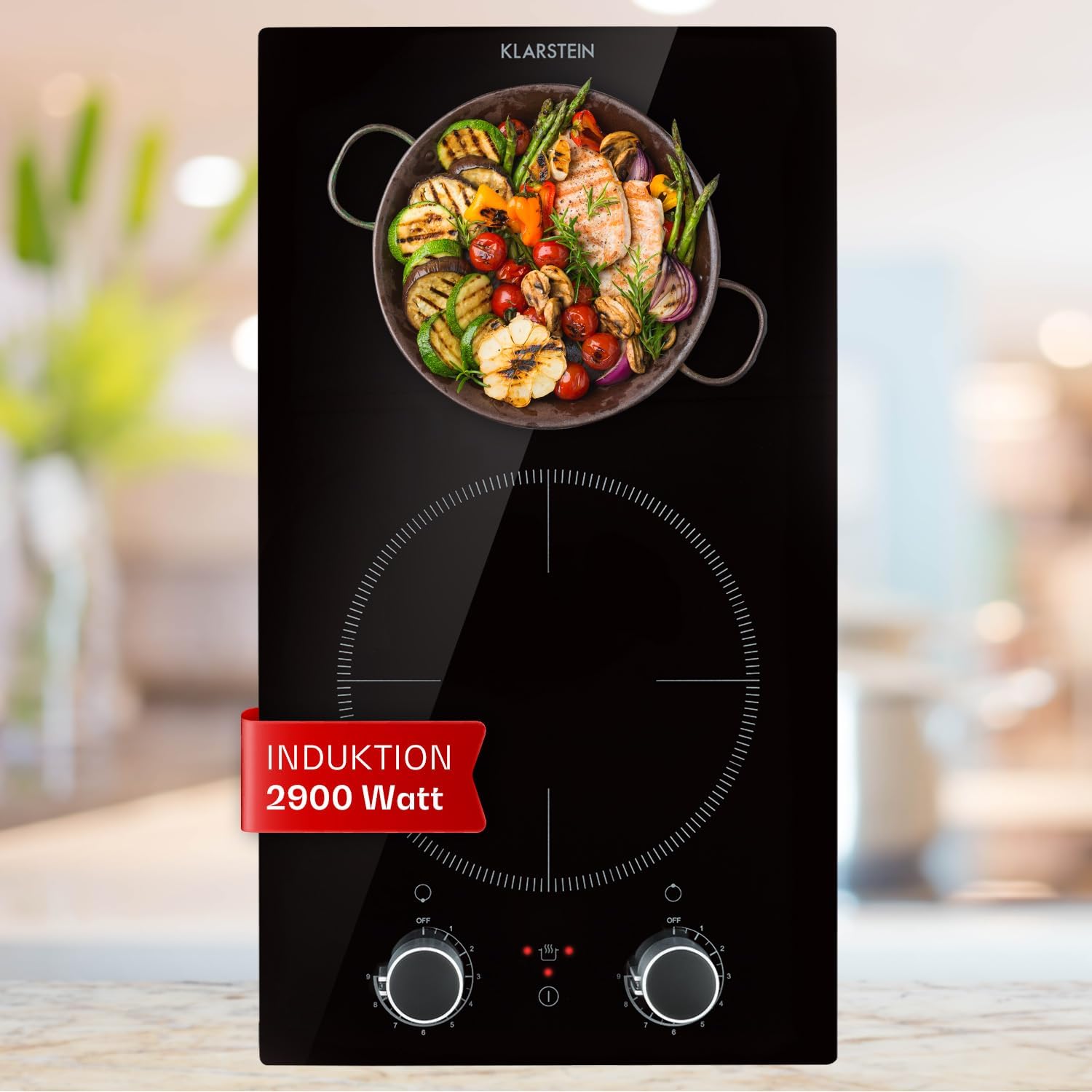 Klarstein VariCook Slim Doppel-Induktionskochfeld 3500W, 240°C, 10 Einstellbare Leistungsstufen, Glasoberfläche, Timer, Touch-Steuerung über Oberfläche, Schwarz