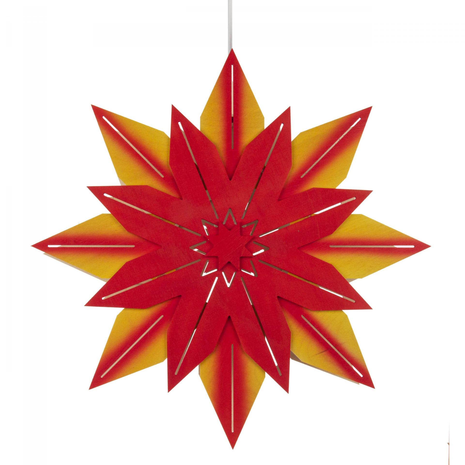 Étoile de Noël jaune-rouge avec éclairage électrique Rudolphs Schatzkiste 30cm