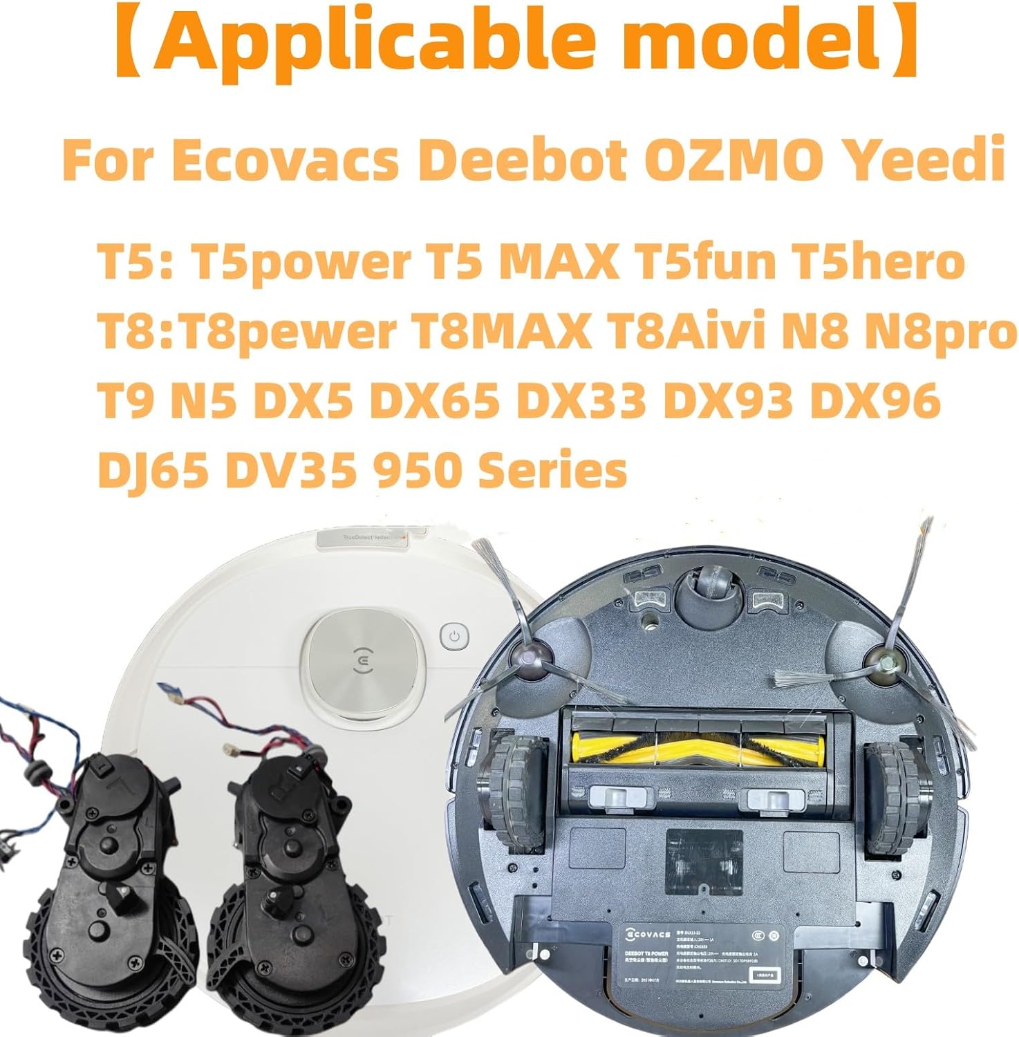 Drive Wheel Module Pair for Ecovacs DEEBOT OZMO Yeedi 950 T5 T8 T9 N5 N8 N10 DX65 DJ65 DV35 DVX34 Series Robot Vacuums Cleaner Replacement Driving Wheels (Left/Right)