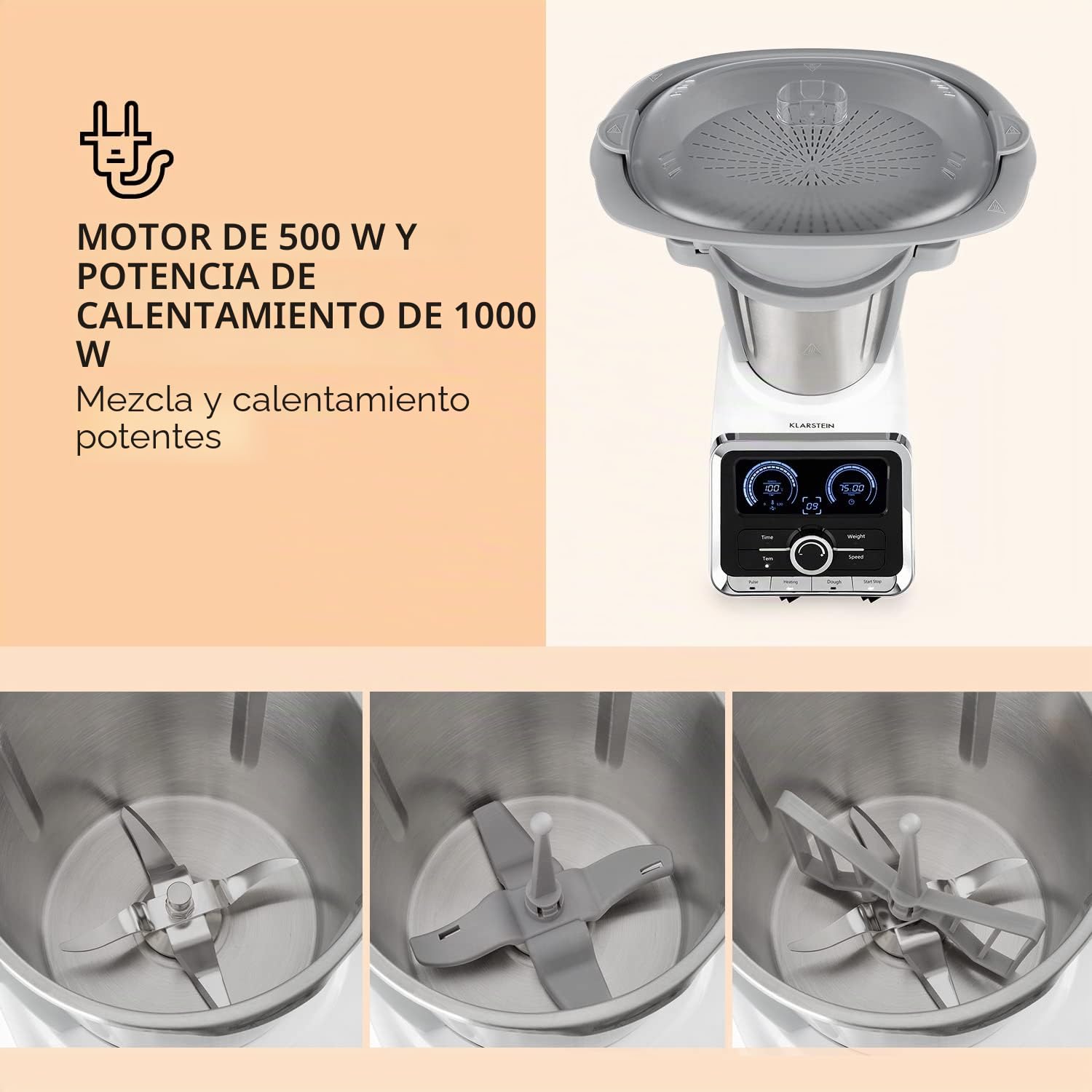 Klarstein GrandPrix & # x2022; Robot de cocina, color plateado