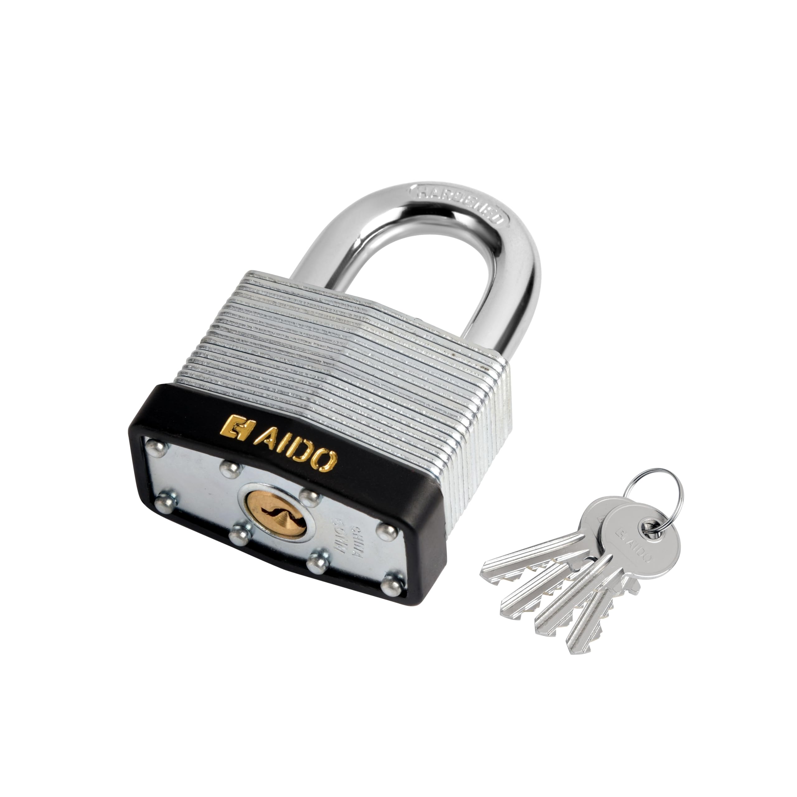 AIDO 40mm Laminated Steel Padlock | Heavy Duty Waterproof Multipurpose Lock for Home, Gates, Shutters, Shops, Warehouses & Trucks | Hardened Shackle, Rust Resistant | 4 Keys | 2 Yr Warranty — Amazon image 8