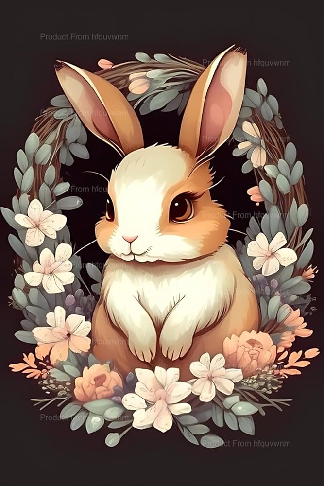 Amazon.com: hfquvwnm Bunny Rabbit Wreath Flowers Diamond