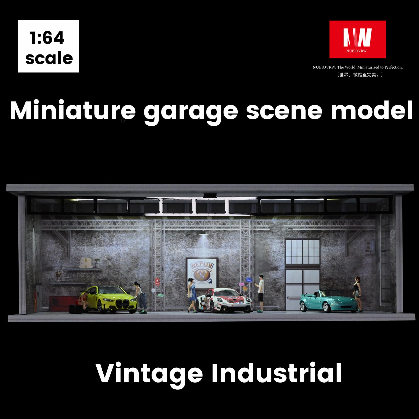 Amazon.co.jp: ジオラマ 1/64 ガレージモデル 3色LED照明 ダイキャスト