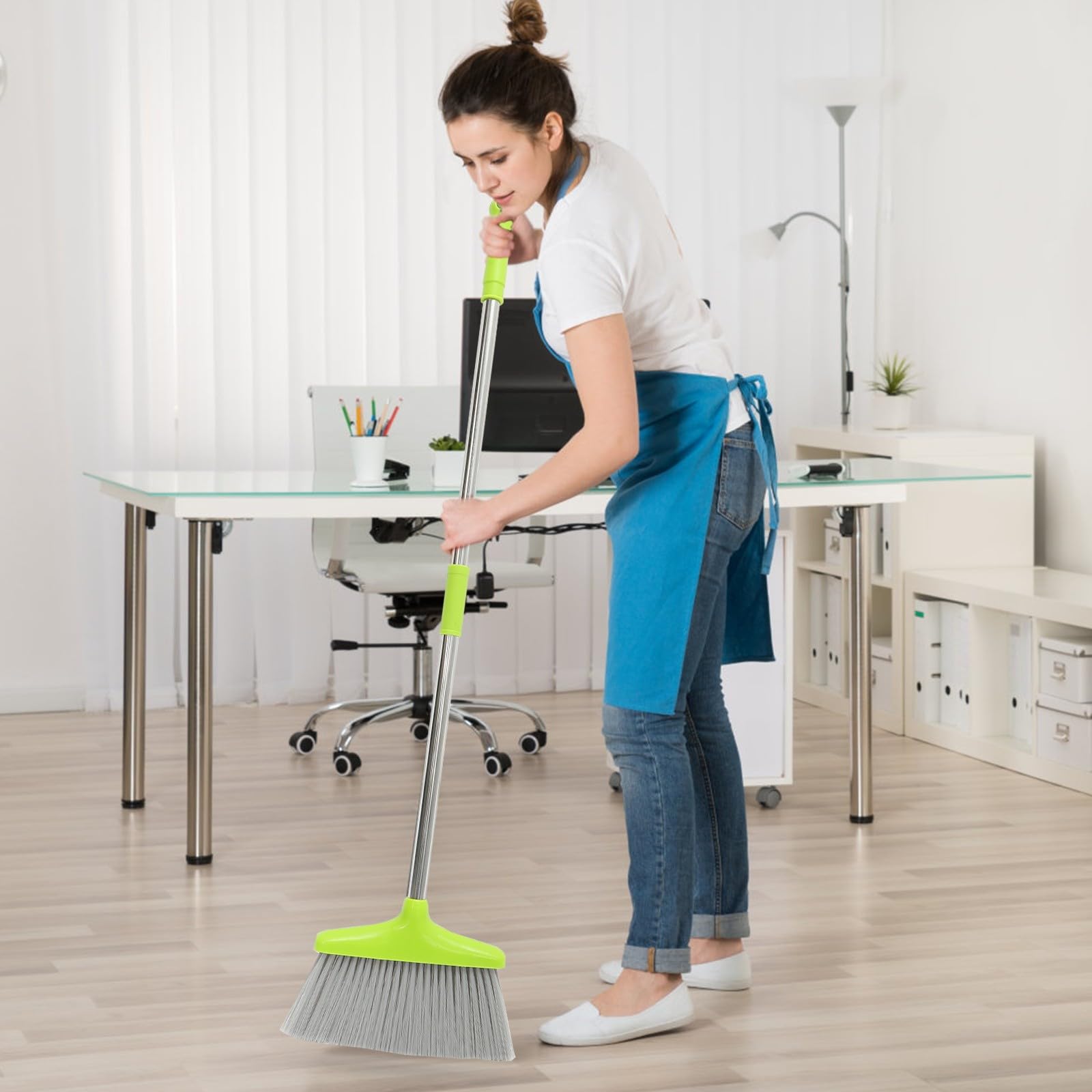 Cabilock Kit de Escoba y Recogedor y Recogedor Plástico Mango de Acero Inoxidable para Limpieza Hogar para Uso en Interiores y Almacenes