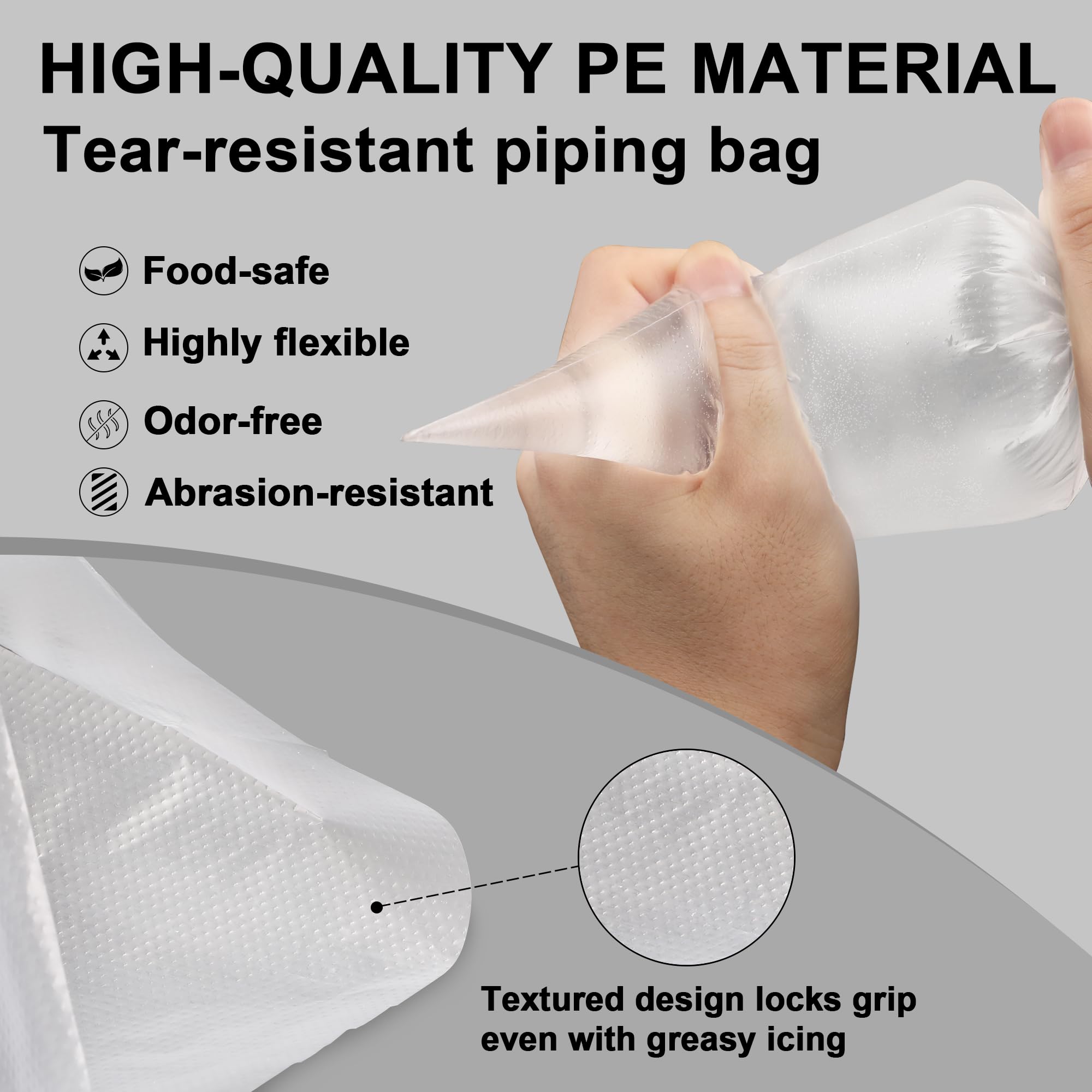 Bolsas de pastelería desechables de 12 pulgadas de altura – 100 bolsas de pastelería – Bolsas de glaseado sin tiras para glaseado – Ideal para pasteles y galletas – Extra gruesas, 3