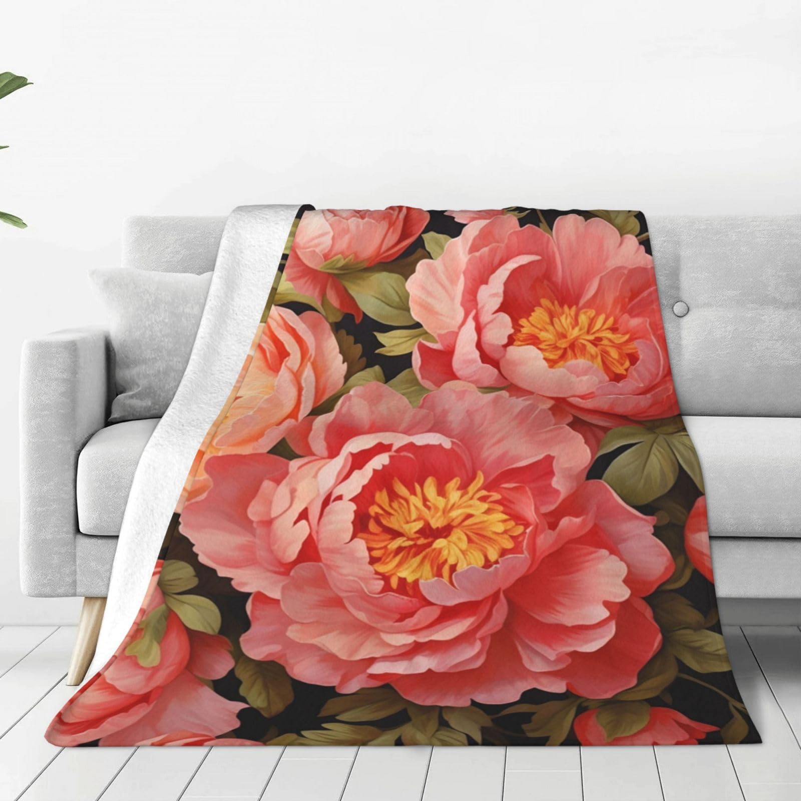 Couverture en flanelle pivoine, une caresse de douceur pour des moments chaleureux