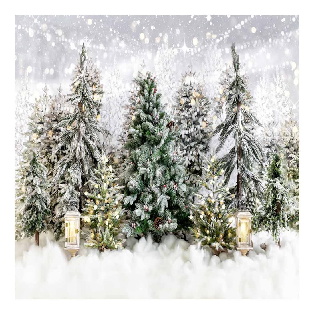 Fond Photo Noël 7x5 Ft (2.2x1.5 M) - Motif Arbre De Noël, Tente, Flocons - En Microfibre Douce Pour Photoshoot Enfants Ou Famille