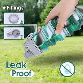 MAKERSLAND Collapsible Water Bottle for Adults, Boys, Students, Kids, Reusable Silicone Foldable Water Bottles for Travel Camping Hiking, Portable Sports Water Bottle, Gray & Green