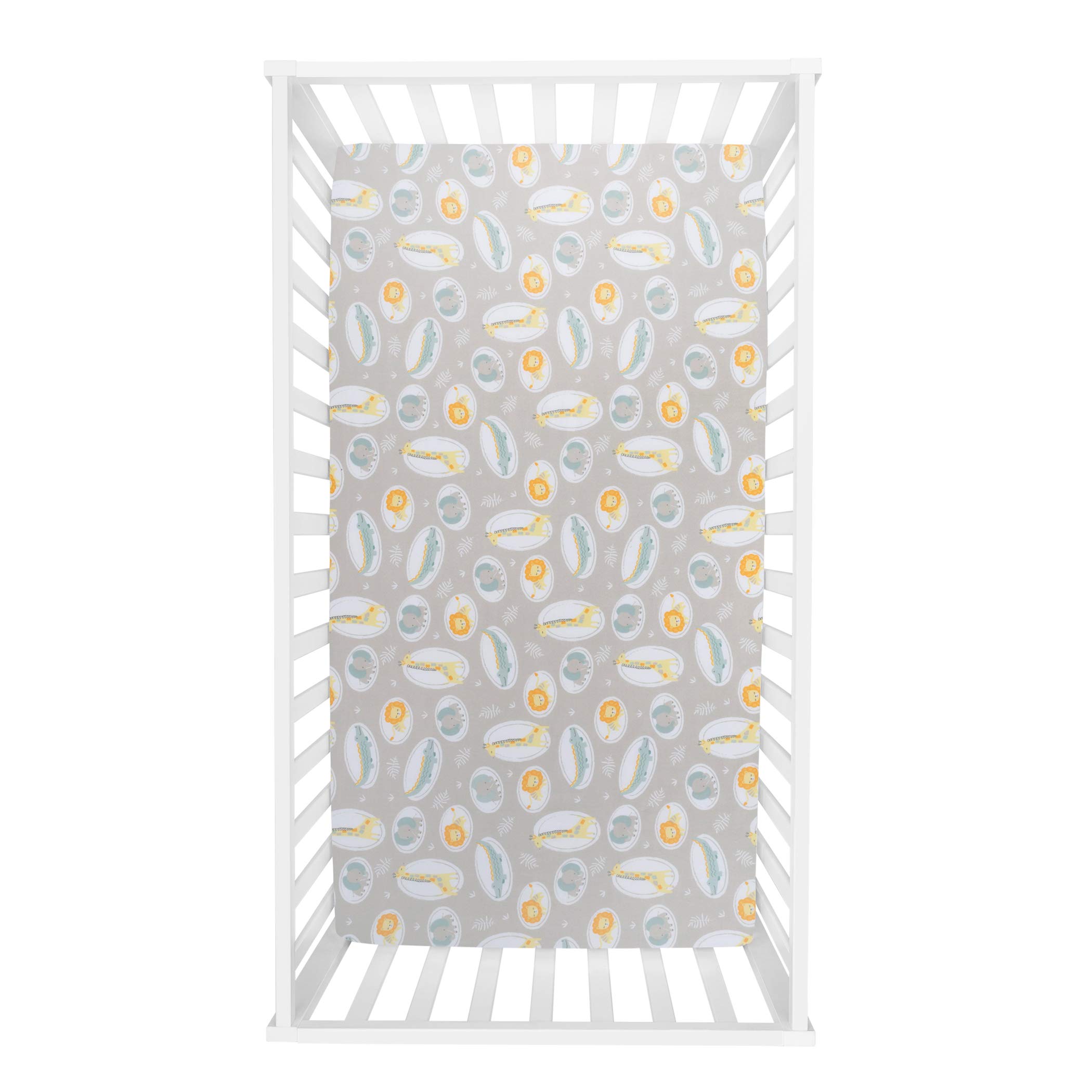 Sammy & Lou Jungle Pals - Juego de 2 sábanas bajeras de Microfibra para Cuna, se Adapta a colchones estándar de Cuna de 28 x 52 Pulgadas; Totalmente elástico,