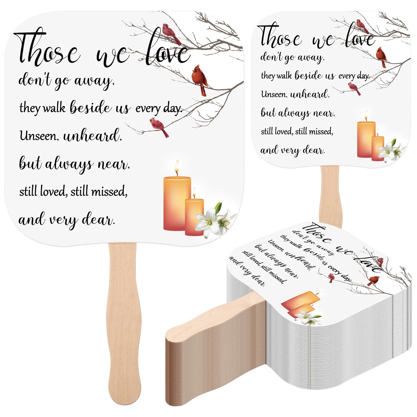 Sherr 50 Pcs Funeral Favors Fans for Guests Memorial Handheld Fans