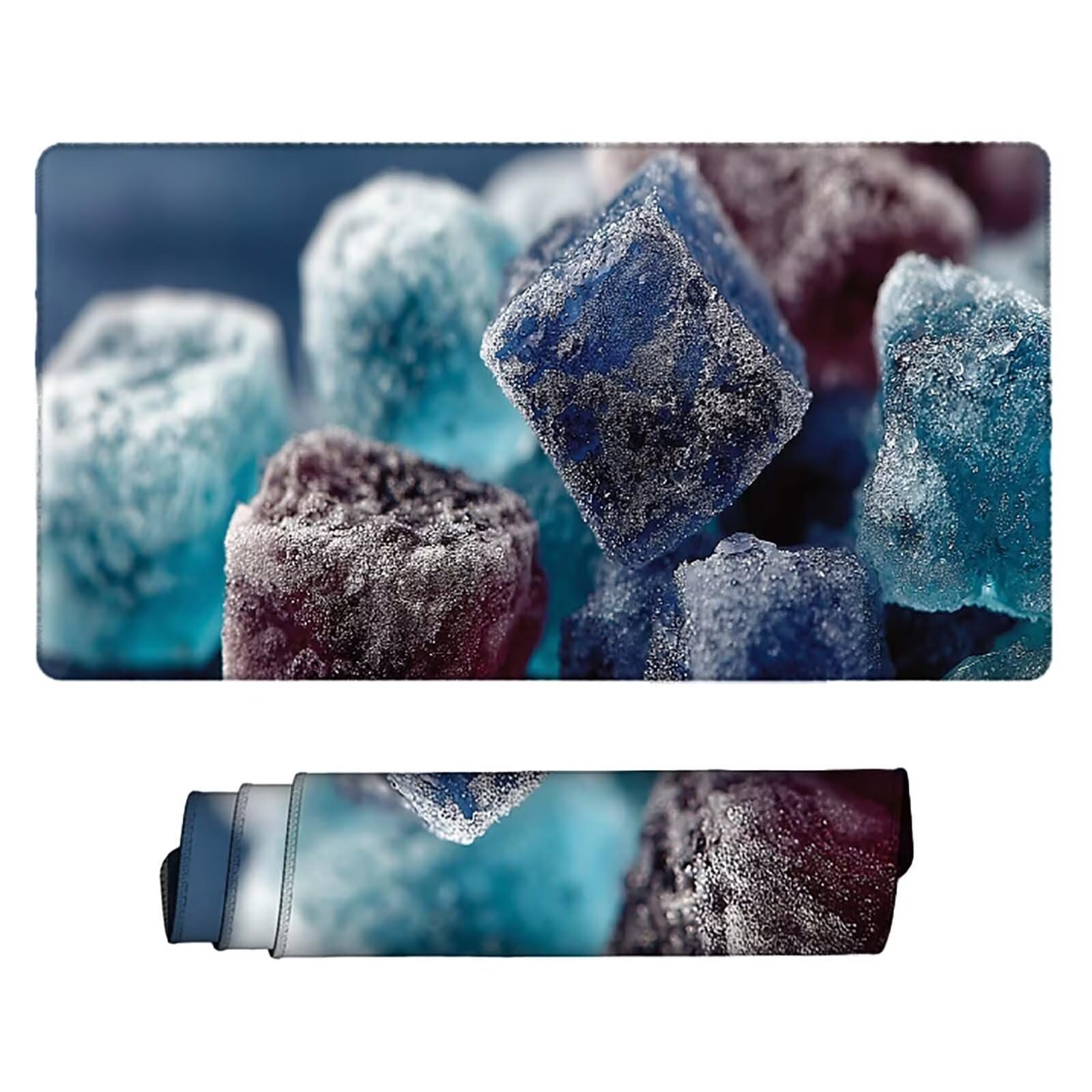 Tappetino Mouse XXL 1000x500mm Blu Mousepad cubetti di ghiaccio Tappetino Scrivania Grande, con base in Gomma Antiscivolo, Impermeabile Sottomano Scrivania per Computer, Ufficio Accessori 5-1810t