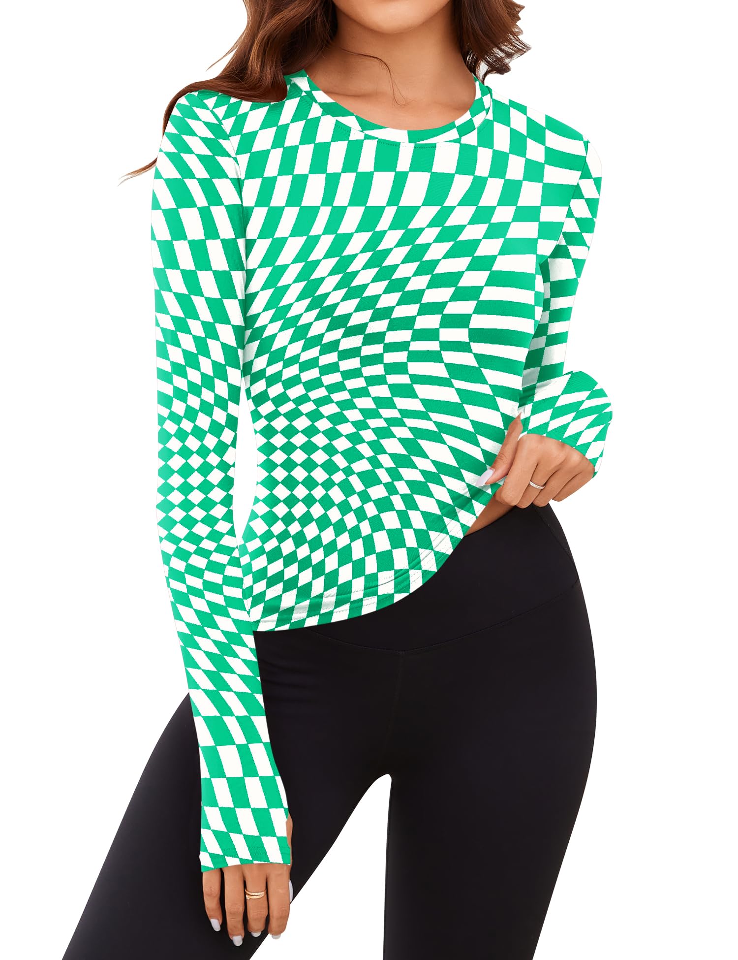 Rapbin Thermal Shirts for Women Long Sleeve Tops Ladies Fleece Undershirt for Winter Cold Weather with Thumb Holes XS-L