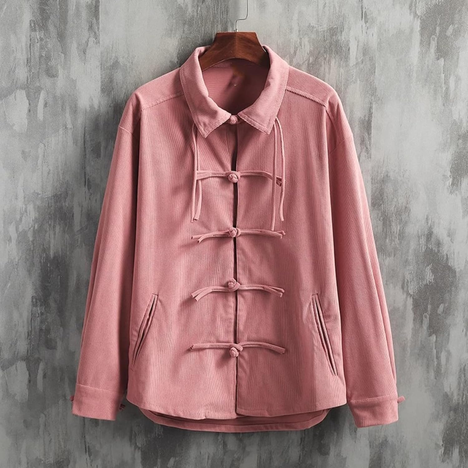 Retro Men's Corduroy Tang Suit Shirt with Chinese Turn-Down Collar