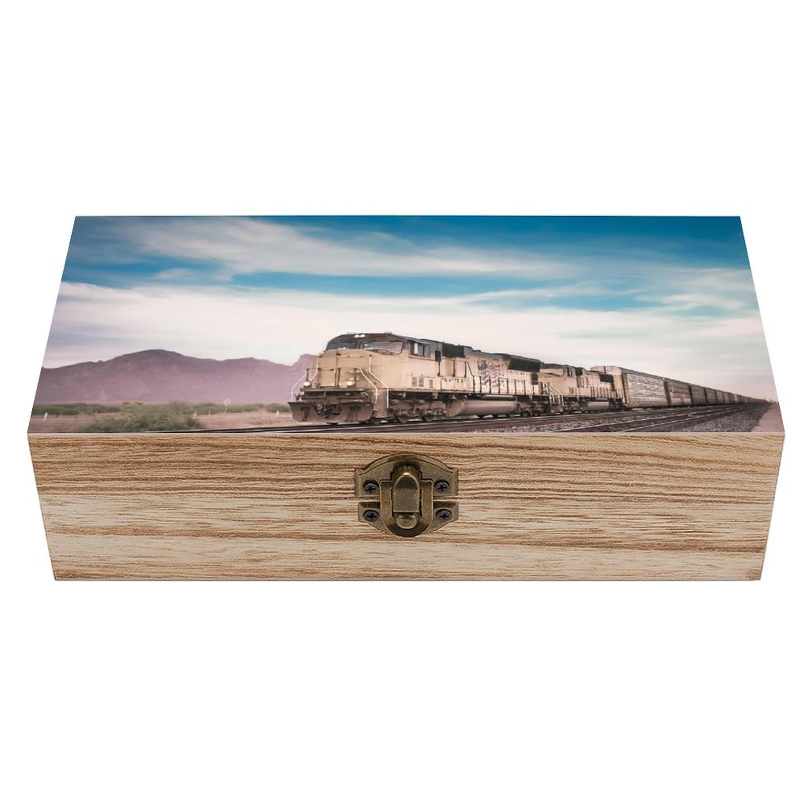 Boîte en bois souvenirs Arizona au design train et finitions artisanales