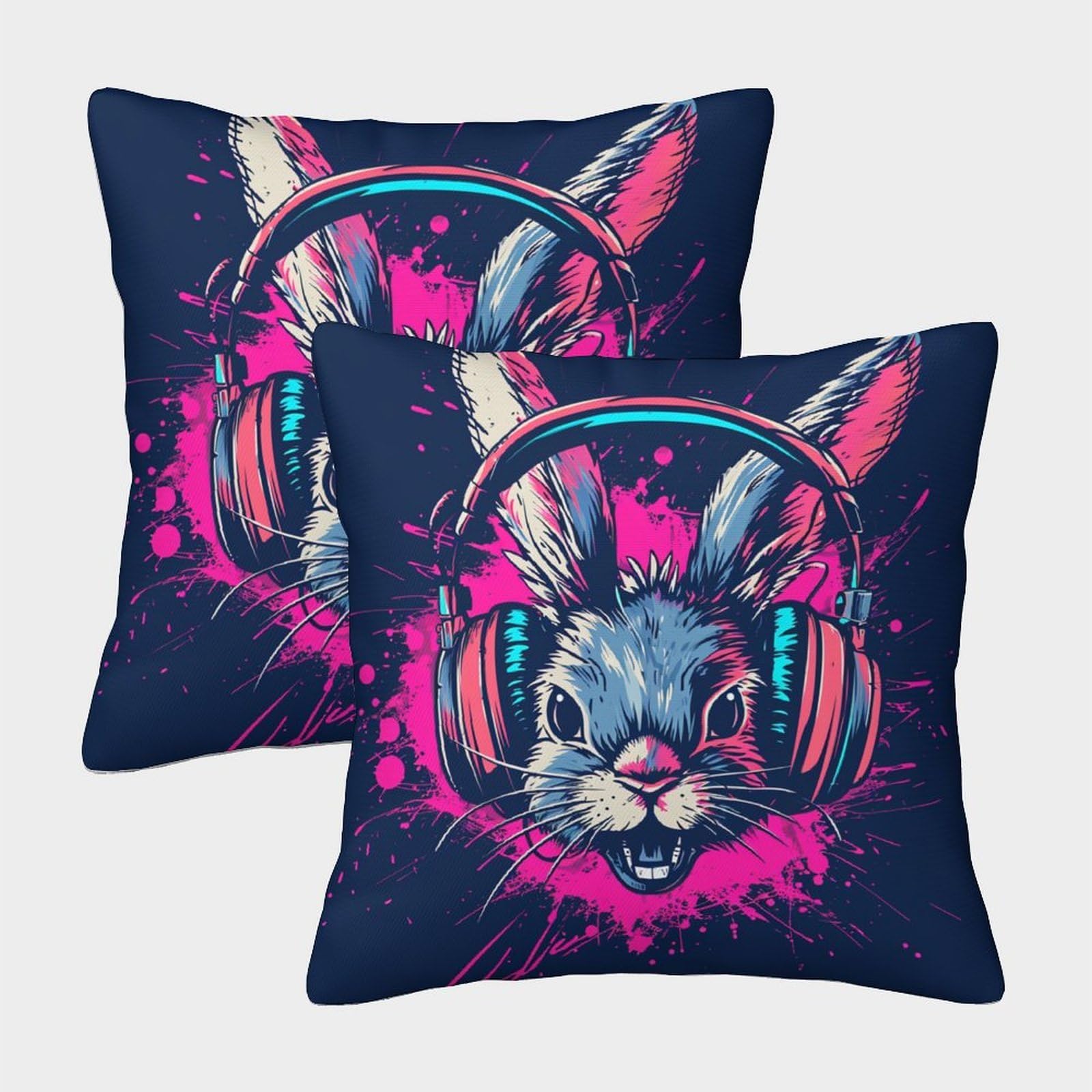 kaiyun 2 Pack Rabbit Pillow Case Home Decoration Sofa Cushion Cover 45x45cm