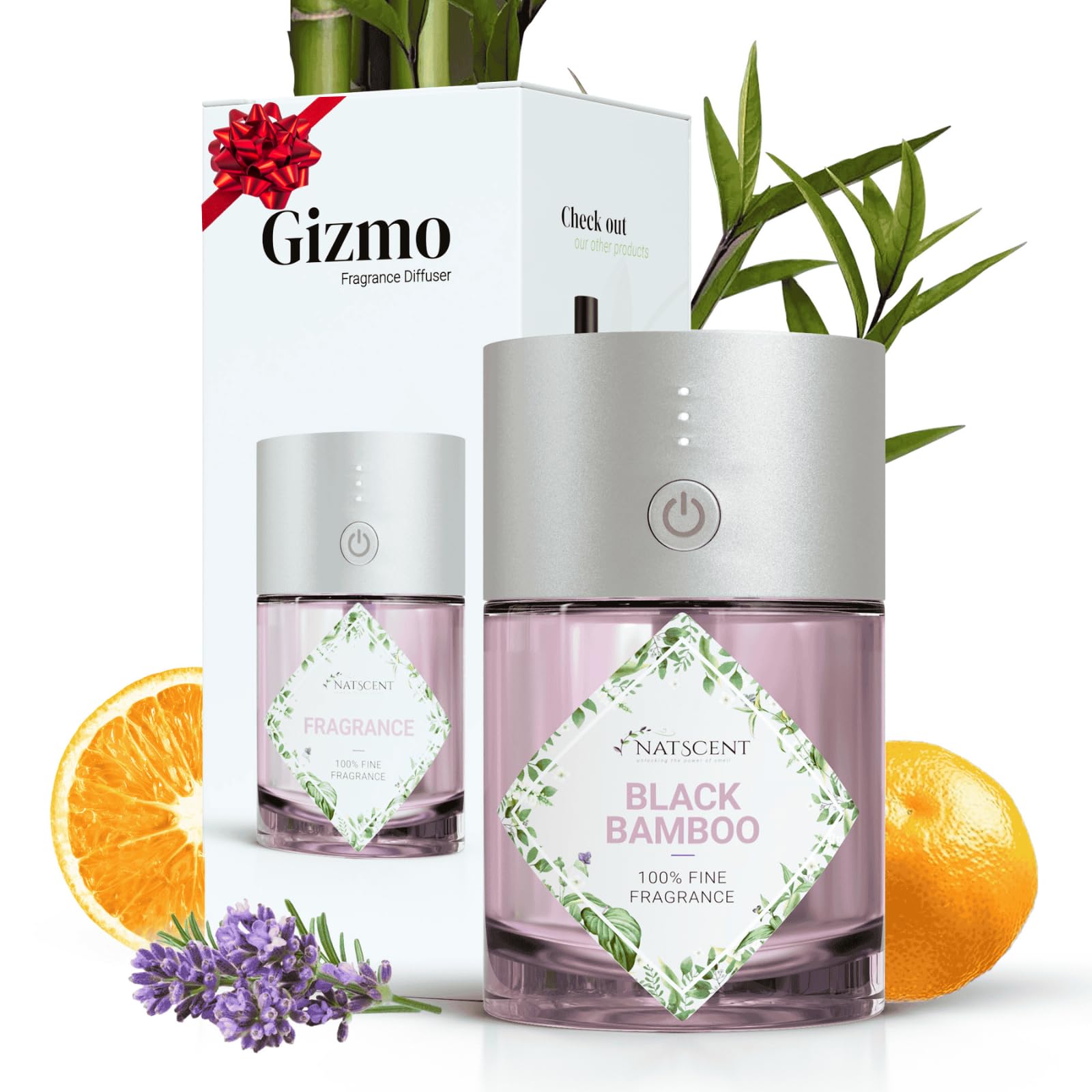 Natscent Gizmo Waterless Diffuser With Fragrance Oil, Plug & Play Glass Bottles, Cordless, Rechargeable, 3 Mist Levels for Home, Car, Bath (Black