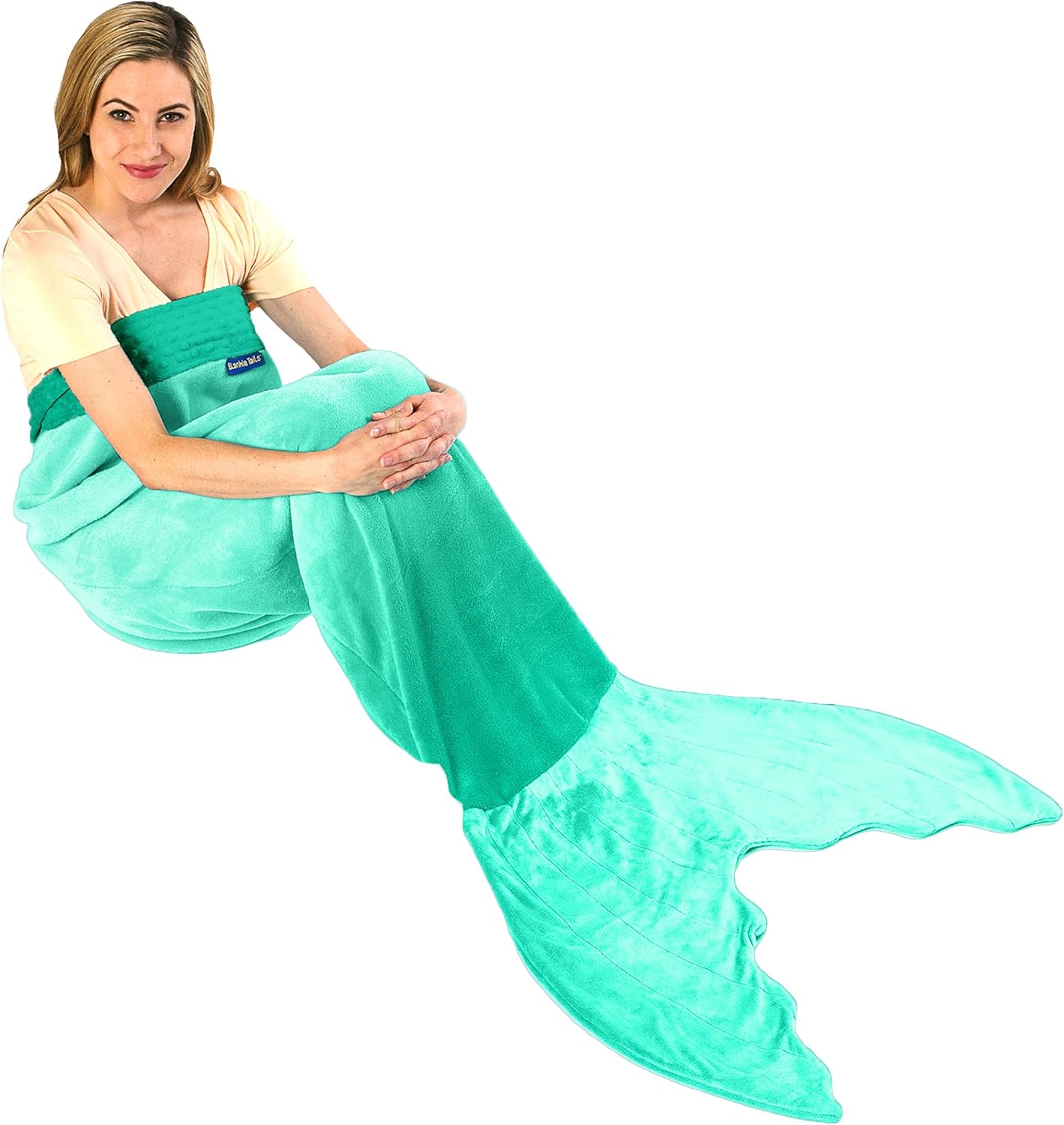 Blankie Tails | Double Sided Mermaid Tail Blanket, Great for Gifts, Parties, and Daily Use, Size Inclusive, Aqua Ombre