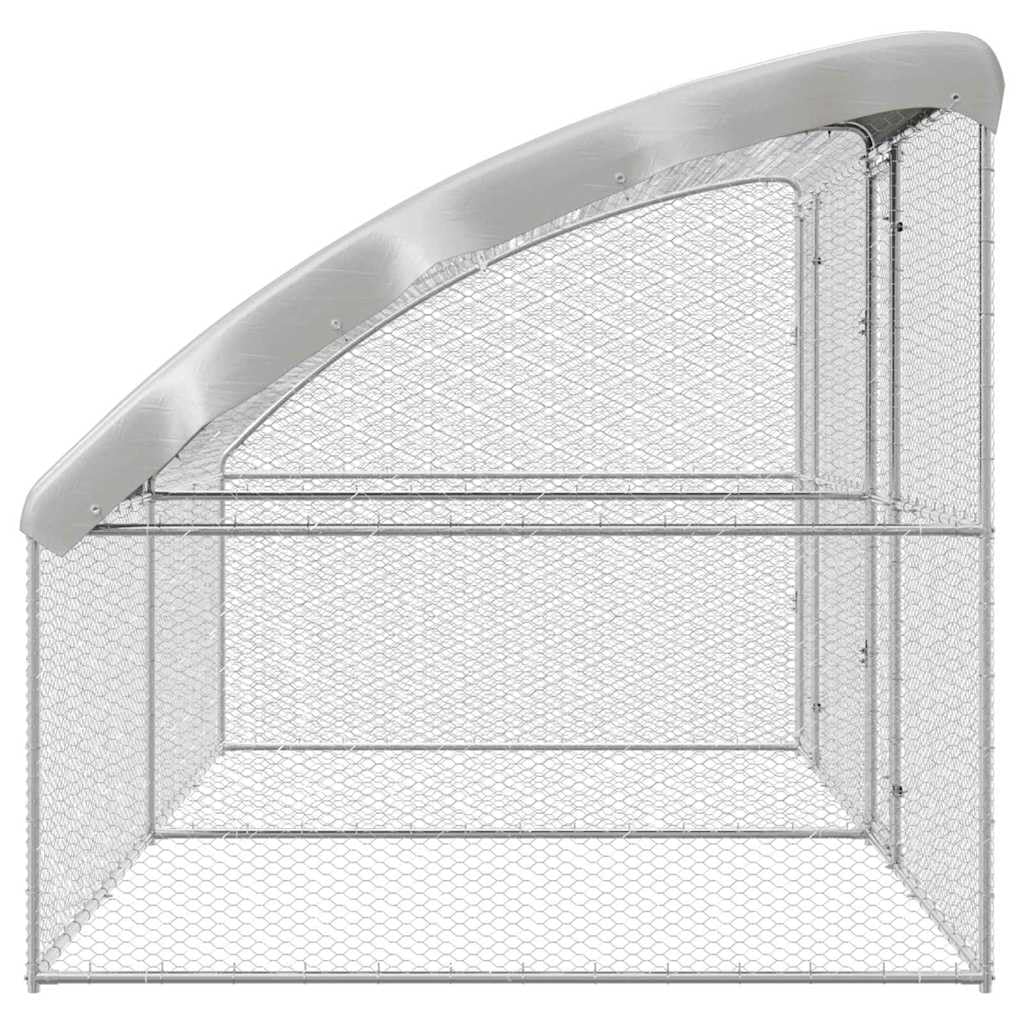 Hühnerkäfig Freilaufgehege Silber 400 x 200 x 198.5 cm Verzinkter Stahl 2 Türen