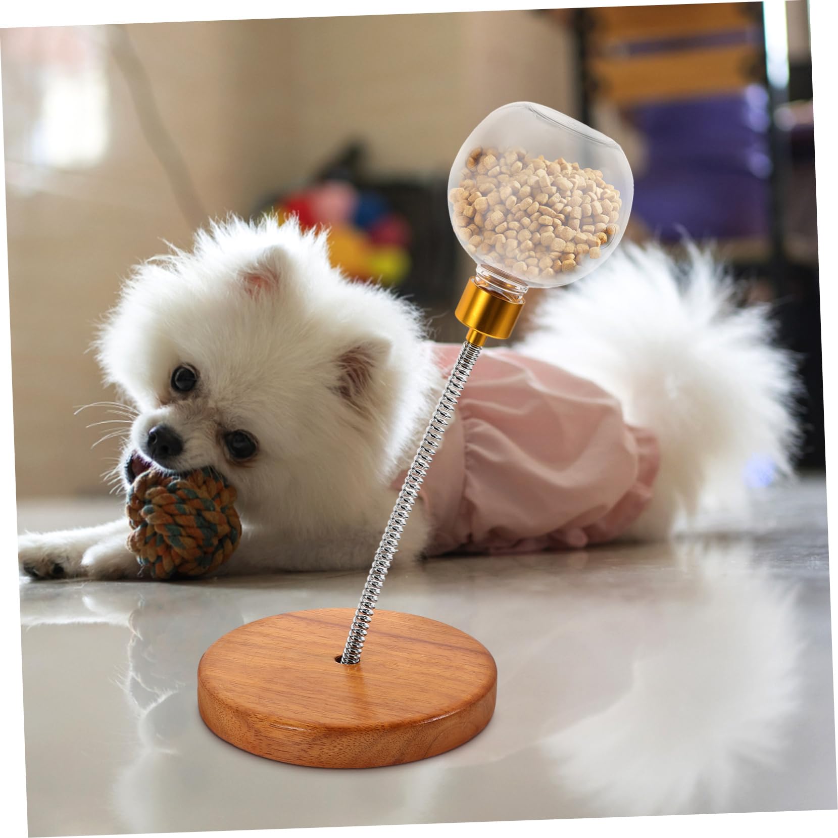 COLLBATH Distributeur De Friandises pour Chiens Jouet Interactif pour Animaux De Compagnie pour Les Jouets Dennui pour Chiens Solide Et Robuste en Bois