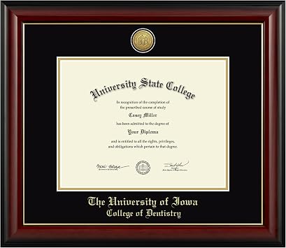Iowa Dentistry Gold Engraved Medallion Diploma Frame, Lancaster