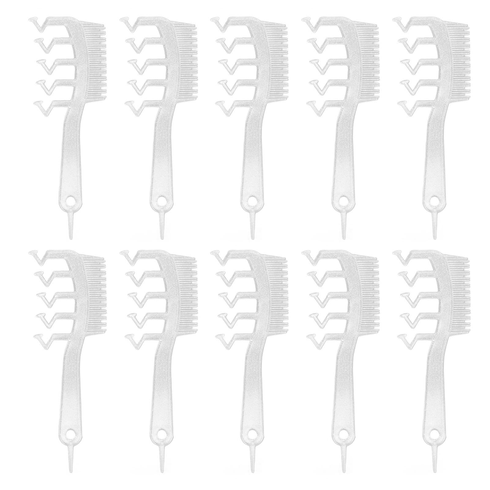 Double Sided Hair Seam Comb, 10pcs Wide Tooth Comb for Styling, Portable & Stylish Z Shaped Design, Distribute Hair Seam Comb (Flash Silver)
