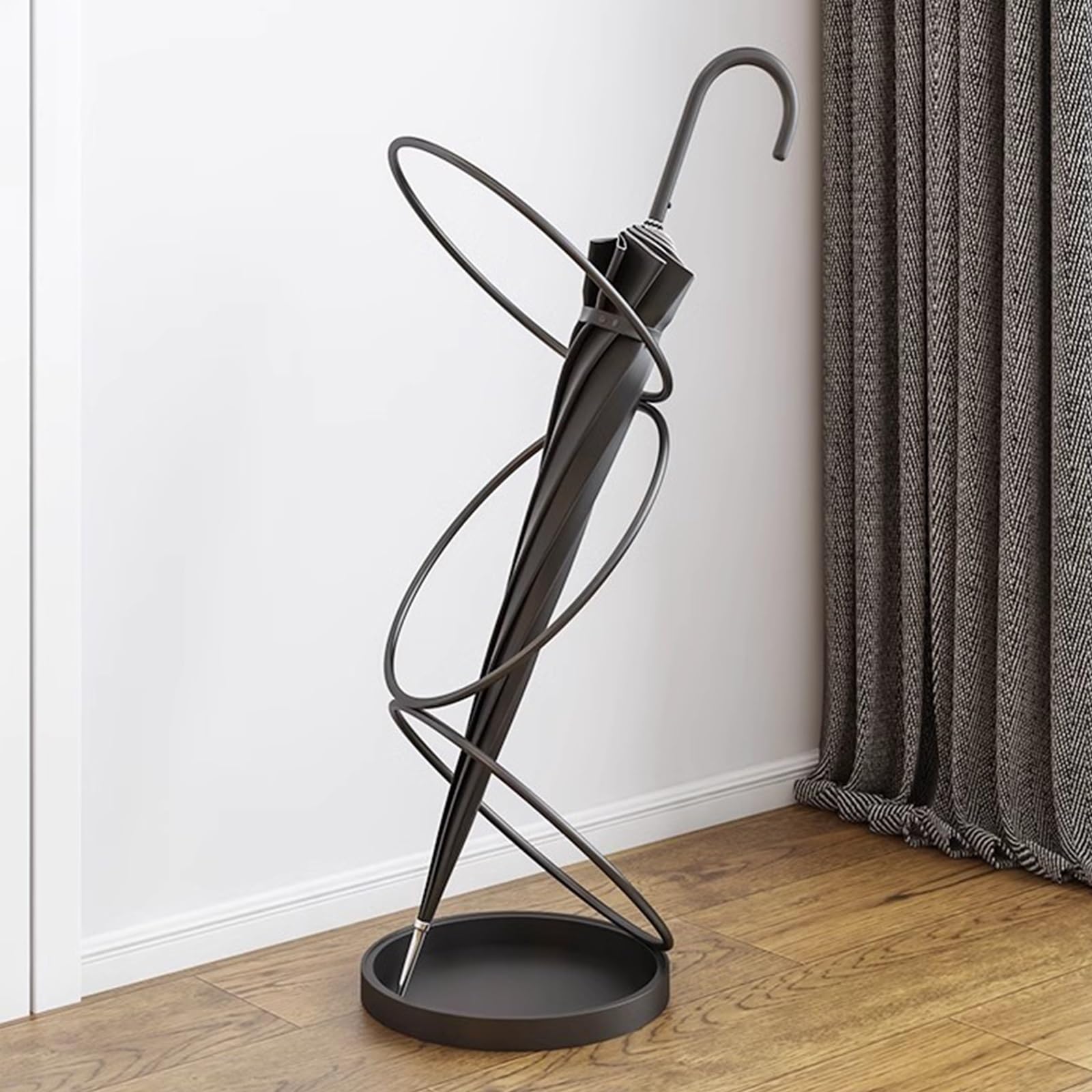 Portaombrelli in Metallo in Stile Nordico Moderno per Ingresso, Porta d'ingresso, Hotel, Design Circolare Creativo, Finitura Dorata, portaombrelli salvaspazio.