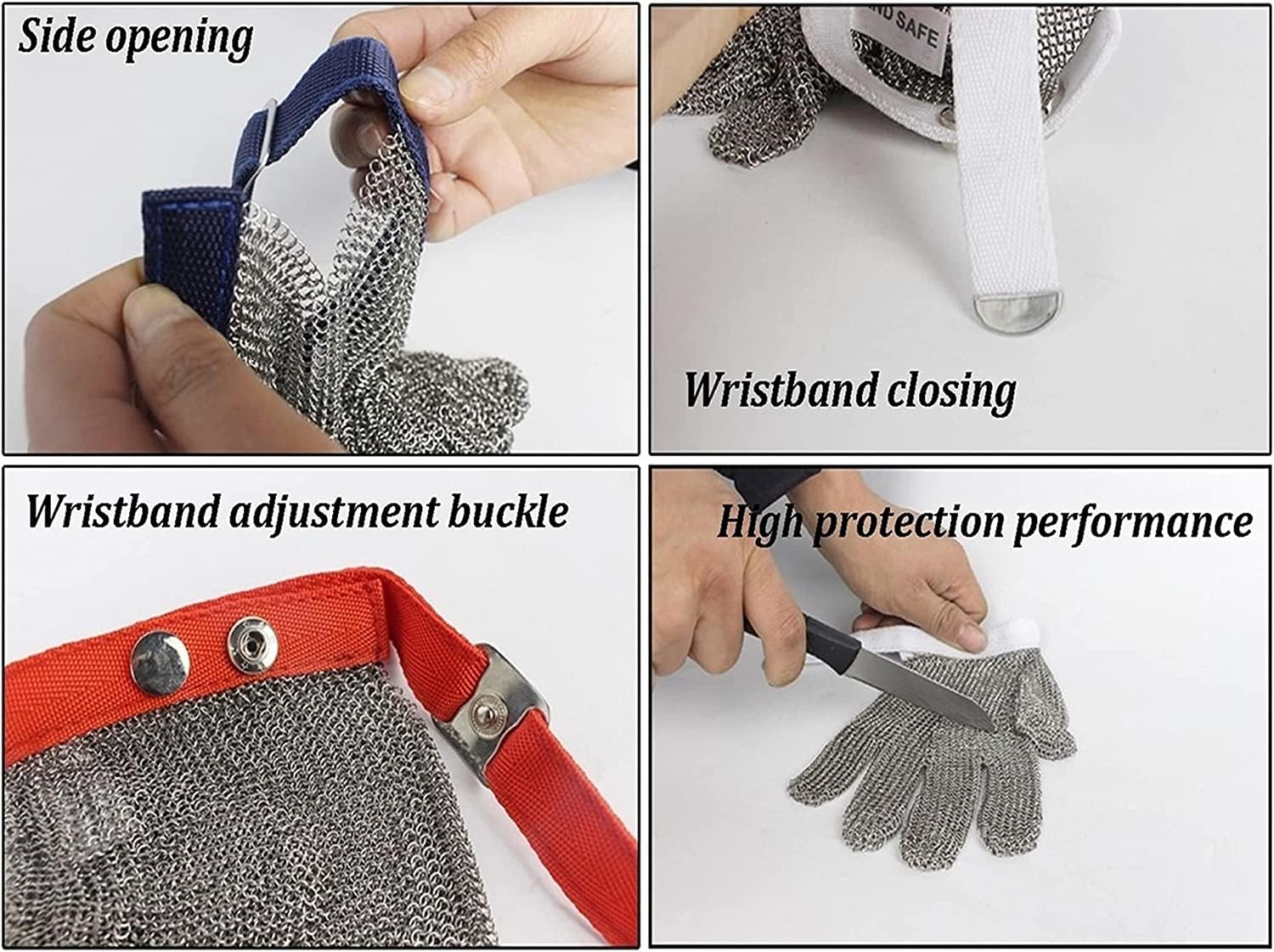 NAKEAH Guantes anticorte Guantes de acero resistentes a cortes, Carnicero Chef Carpintería Guantes de trabajo de seguridad resistentes a cortes, Protección de nivel 9 (Size : 1PCS-L)