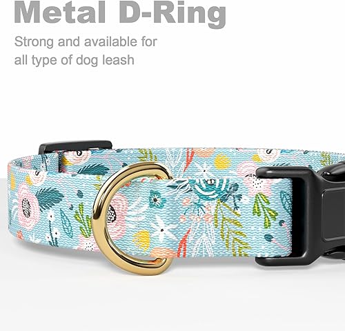 Miniatura 5 de Collar de perro, collares ajustables personalizados para perros medianos, lindo collar floral para cachorros para perros machos y hembras, collar