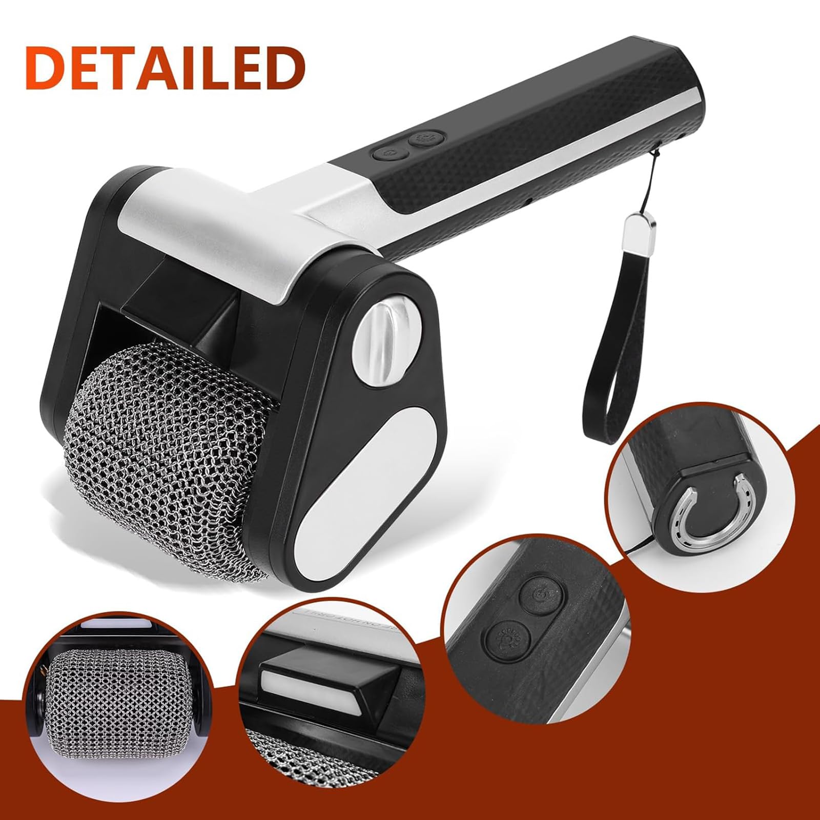 Limpiador eléctrico de parrilla, cepillo recargable para barbacoa con rodillo de acero inoxidable de 350 RPM y luz LED, herramienta sin cerdas para una limpieza eficiente de barbacoas y parrillas