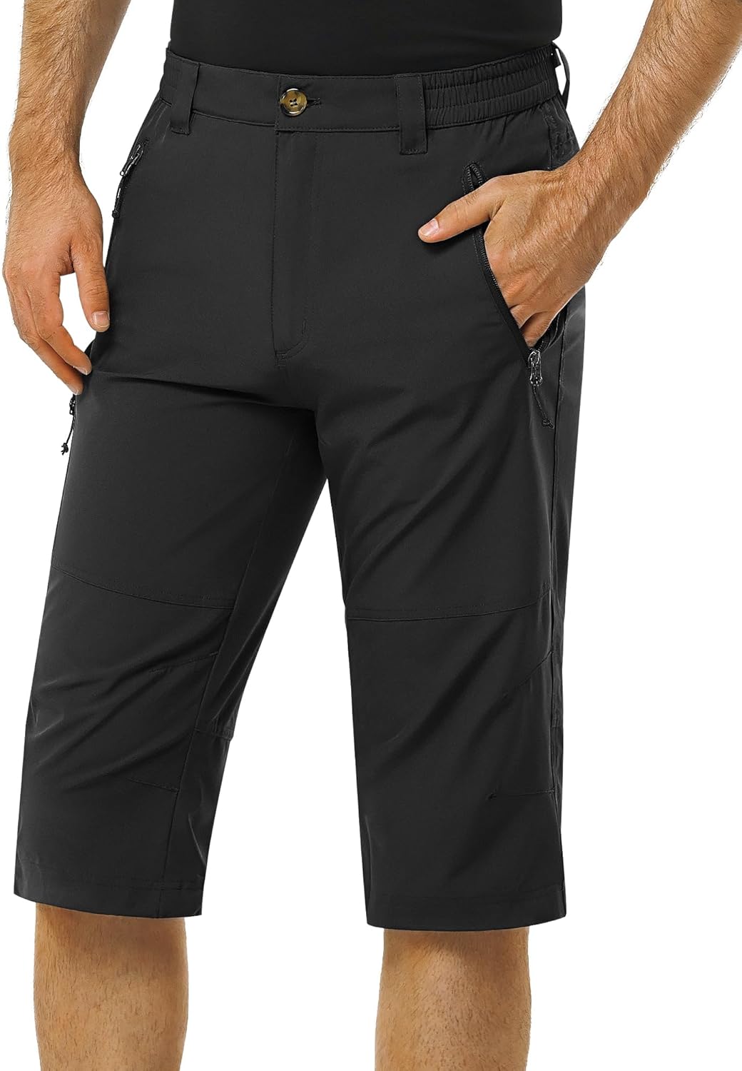 Men’s Hiking Golf Capri Pants 3/4 Cargo Quick Dry Lightweight Stretch Below Knee Shorts Pants Travel Casual