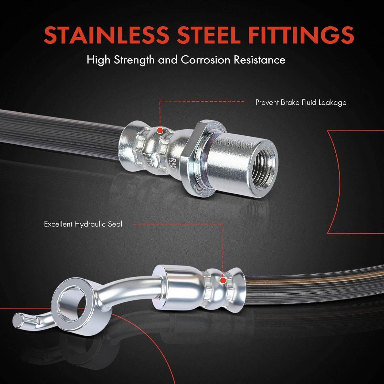 A-Premium Rear Driver and Passenger Side Brake Hydraulic Hose Compatible with Subaru Models - Impreza 2017-2023, Pack of 2