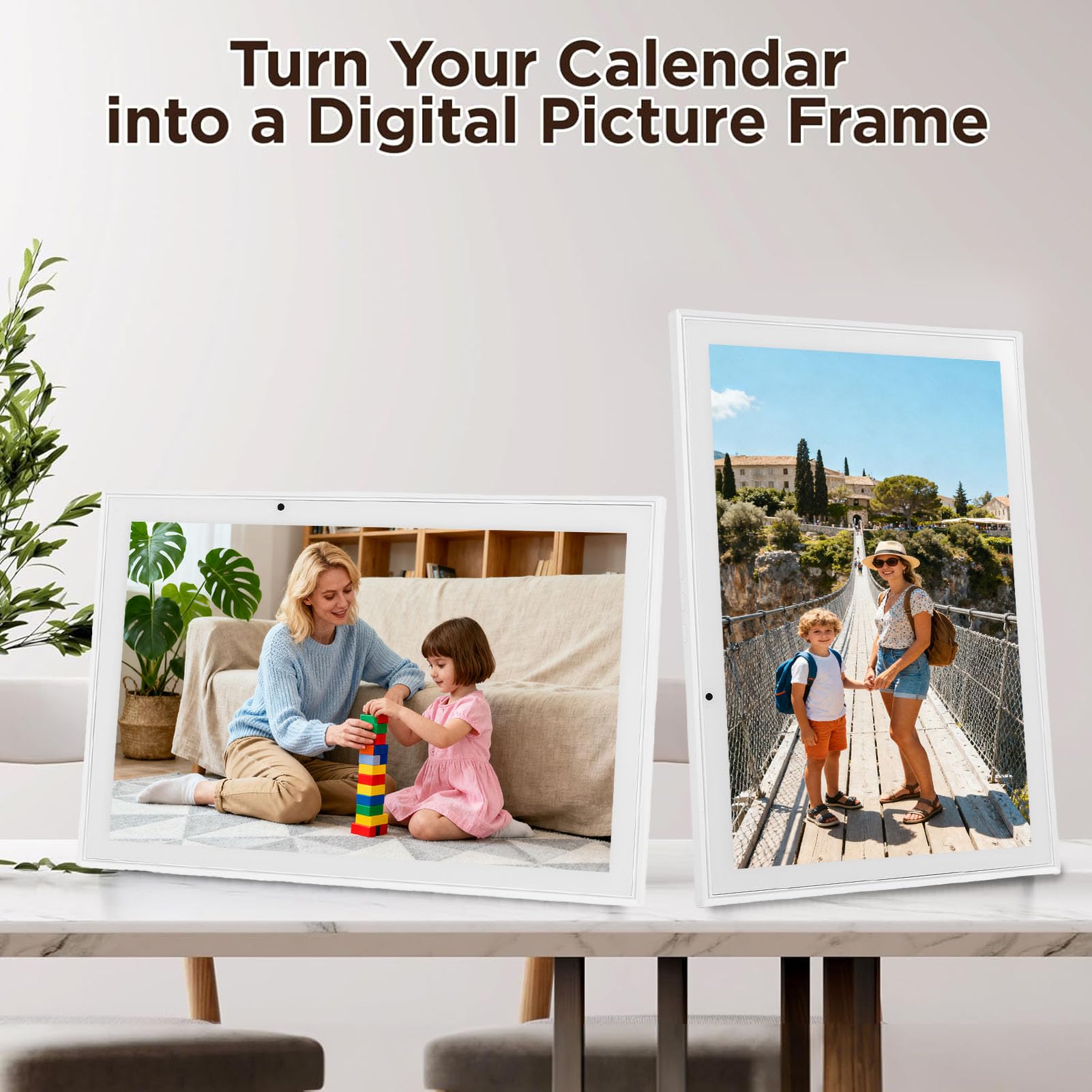 Demeras Calendario Digitale da 10,1 Pollici Touch Screen Smart Family Planner per Grafico Interattivo dei Lavori Domestici e Gestione delle attività Bianco (Spina UE 100-240 V)