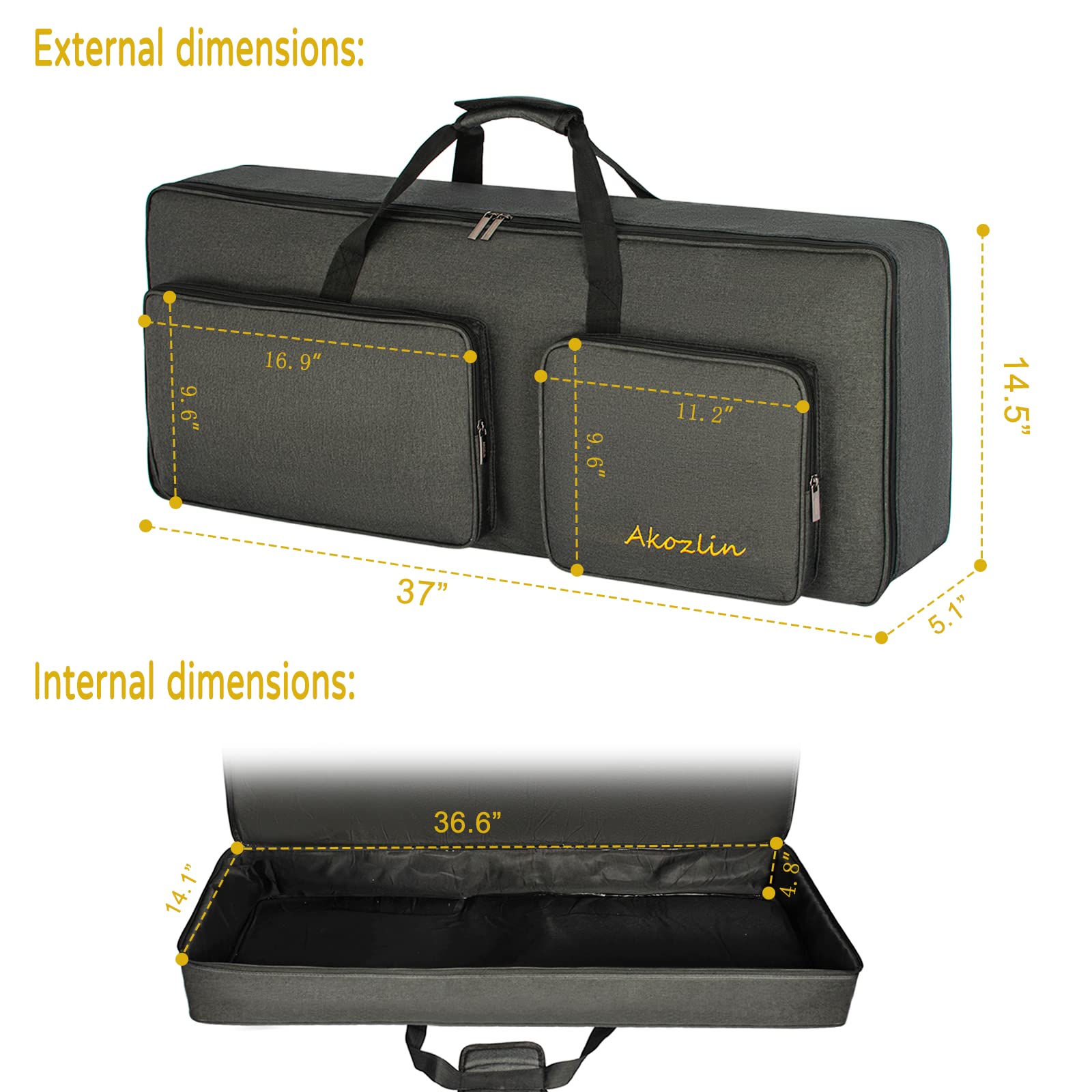 AKOZLIN Tastaturtasche, tragbar, gepolstert, Tastaturtasche